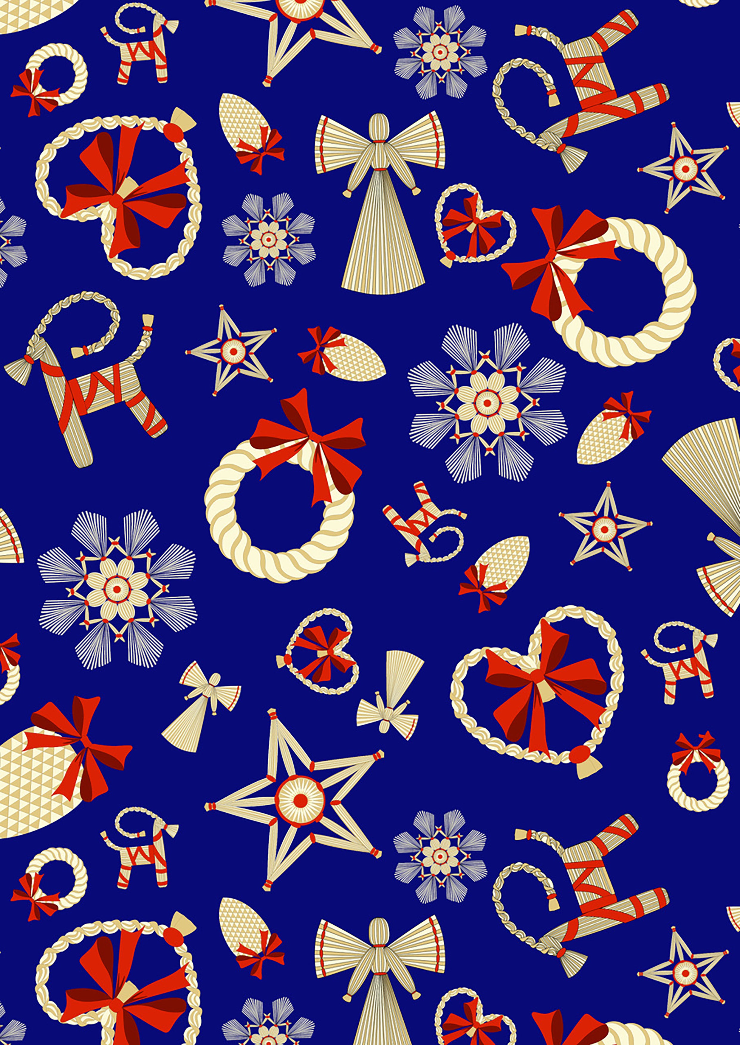 Norwegian Christmas | Star Decorations Large on Blue by Arne & Carlos for Lewis & Irene | AC7C