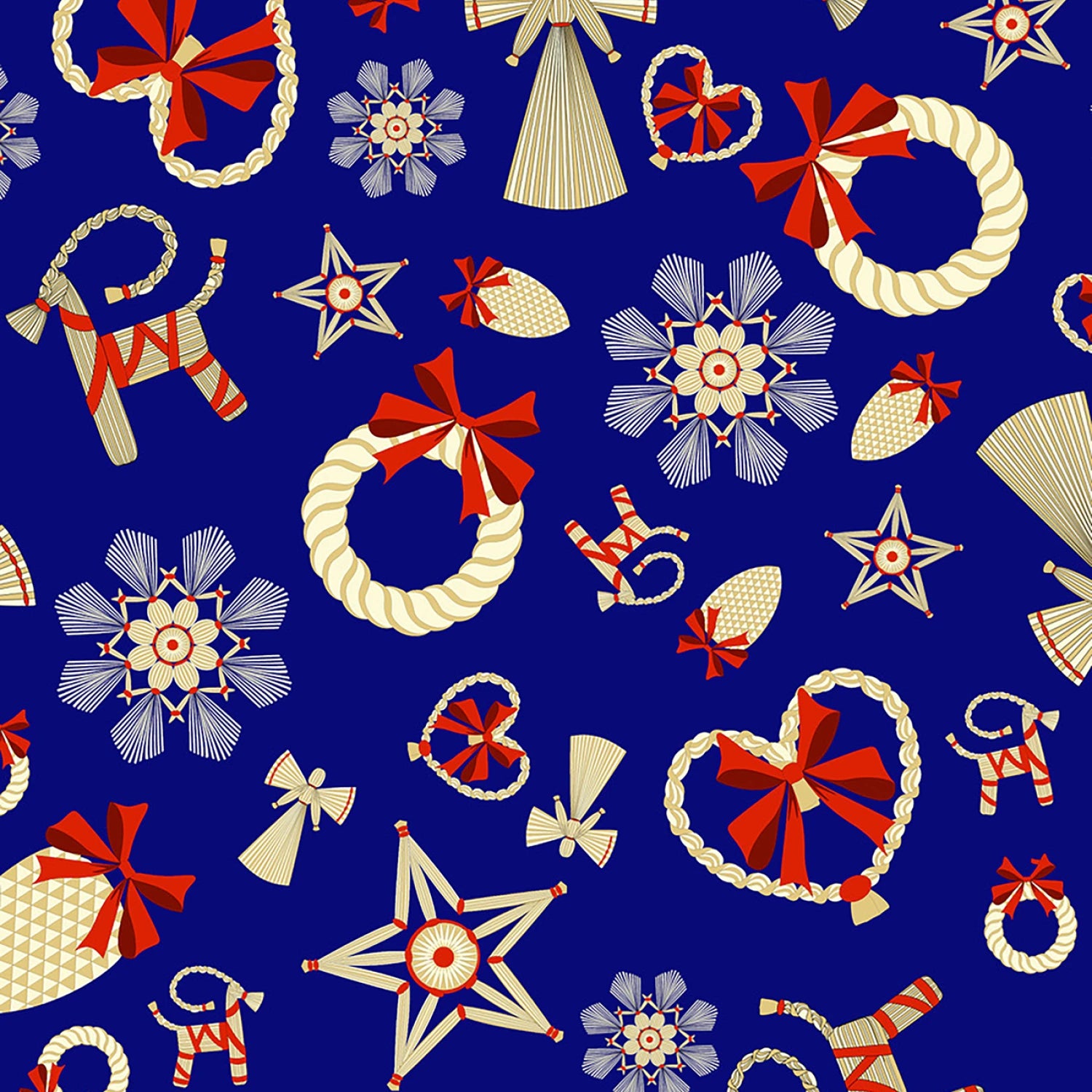 Norwegian Christmas | Star Decorations Large on Blue by Arne & Carlos for Lewis & Irene | AC7C