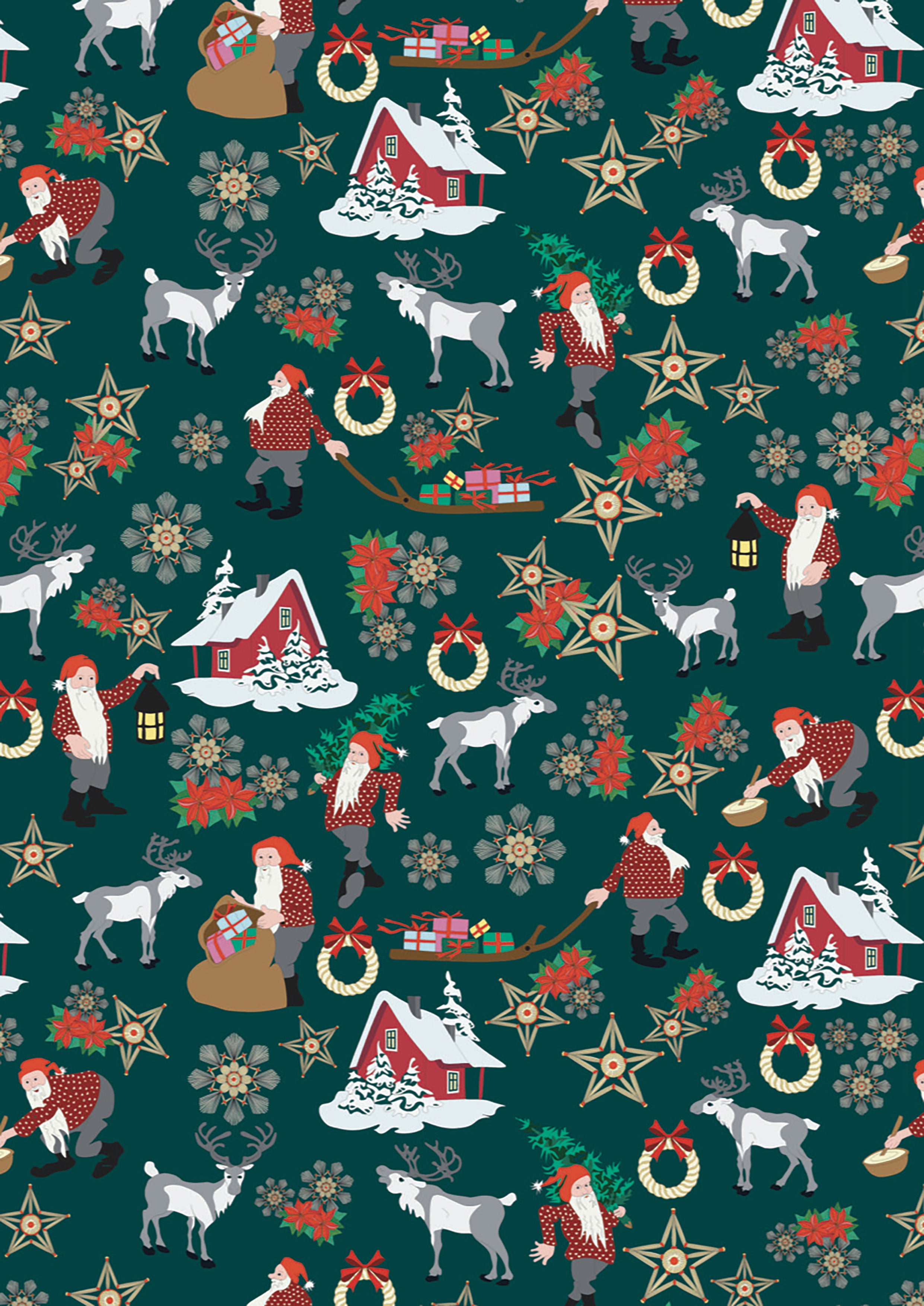 Norwegian Christmas | Main on Dark Green by Arne & Carlos for Lewis & Irene | AC9B