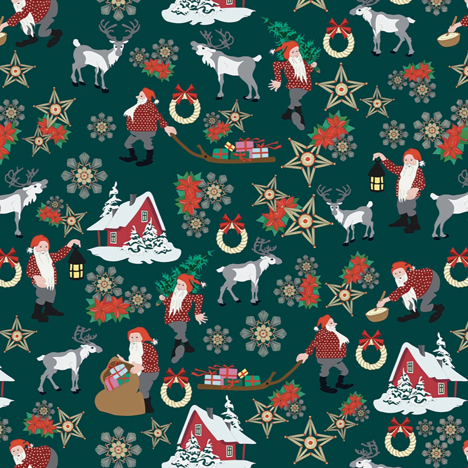 Norwegian Christmas | Main on Dark Green by Arne & Carlos for Lewis & Irene | AC9B