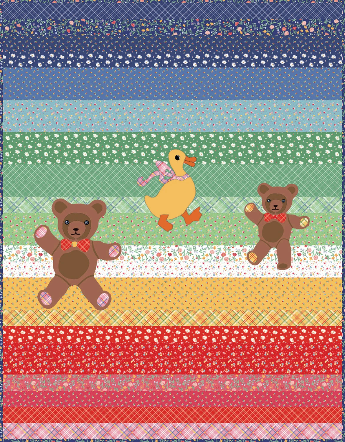 Bear Hug Quilt Pattern by Sandy Klop of American Jane | 42" x 54" | 2.5" Strip Friendly