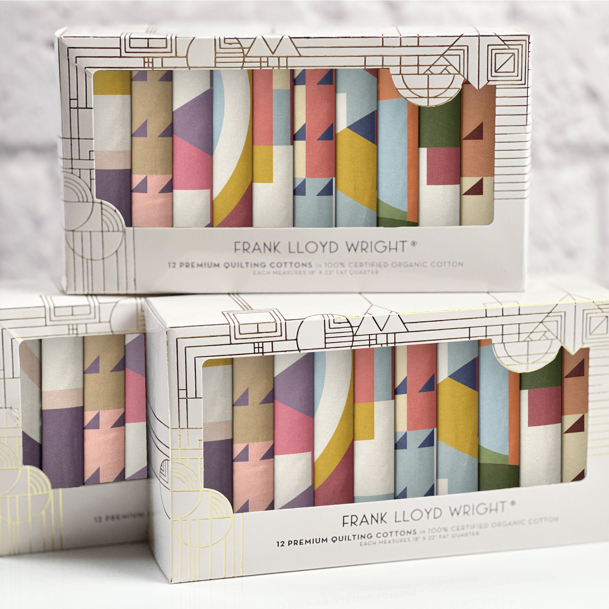 American Bold | Fat Quarter Gift Box by Frank Lloyd Wright for Cloud9 | 100% Organic Cotton | 12 pcs