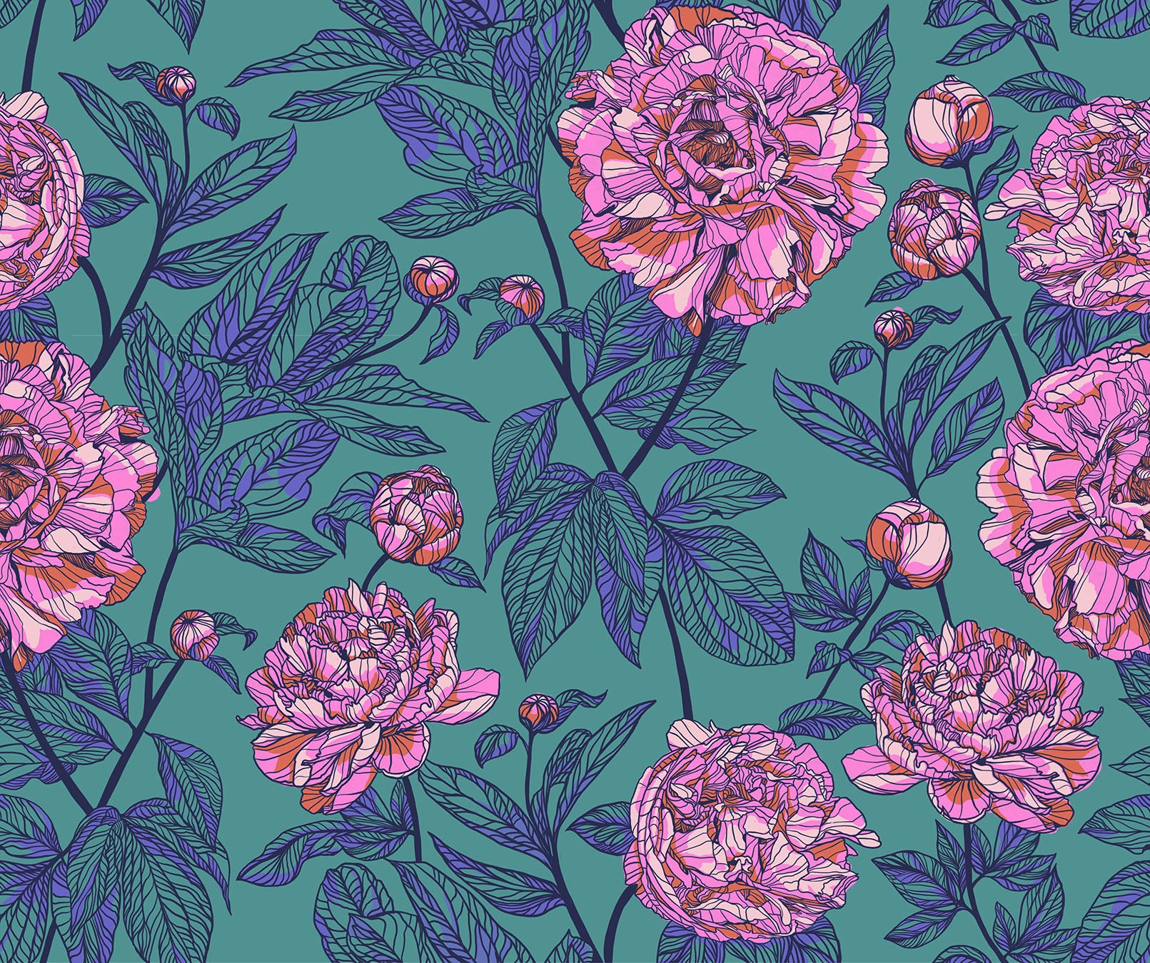 Indelible | 108" Wide Backing Fabric - Peony Jade by Anna Maria for Anna Maria Textiles | BAMT1003-78