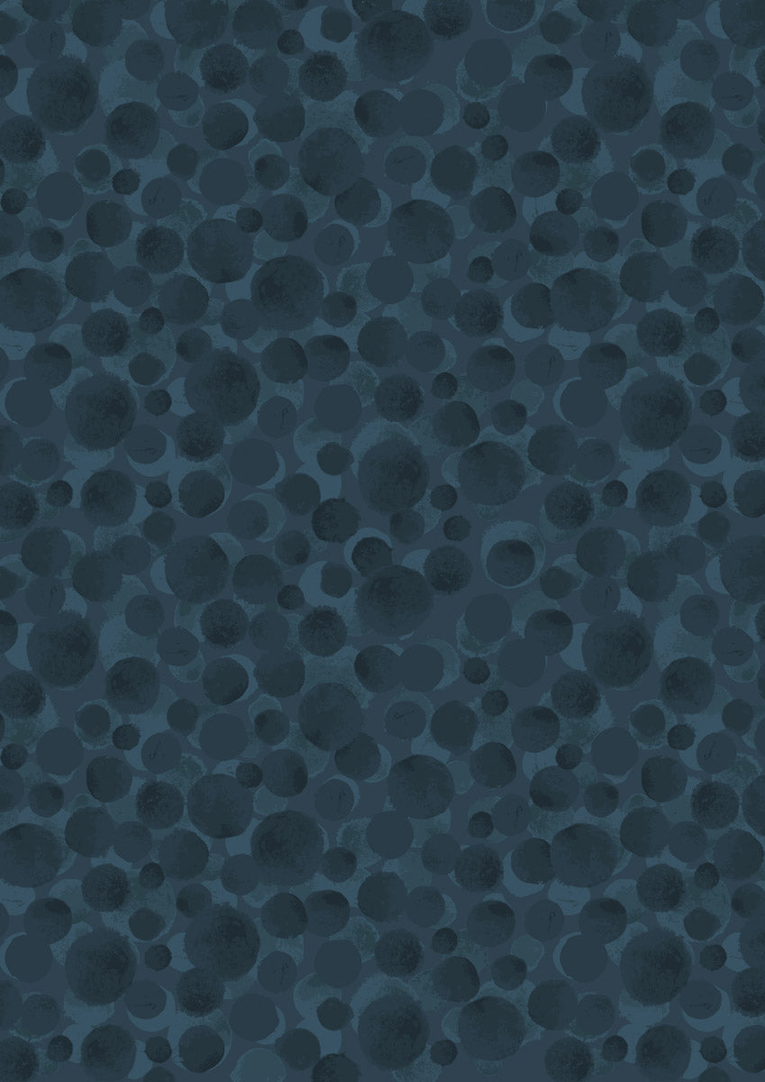 Secret Winter Garden Flannel | Bumbleberries Dark Blue by Lewis & Irene | 100% Cotton Flannel