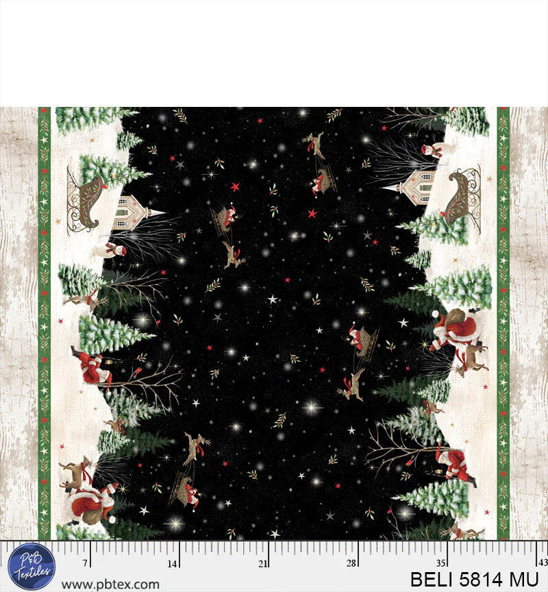Believe | Santa's Scenic Double Border by Sarah Summers for P&B Textiles | BELI5814-MU