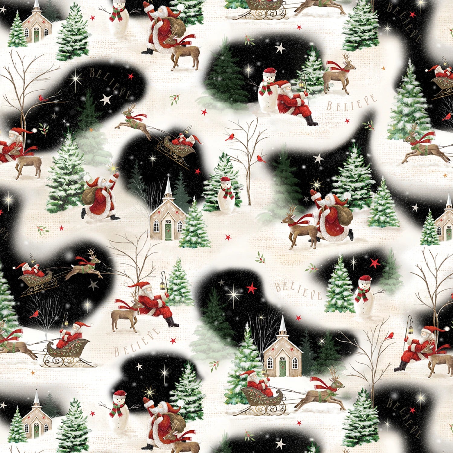 Believe | Santa's Scenic Multi by Sarah Summers for P&B Textiles | BELI5815-MU