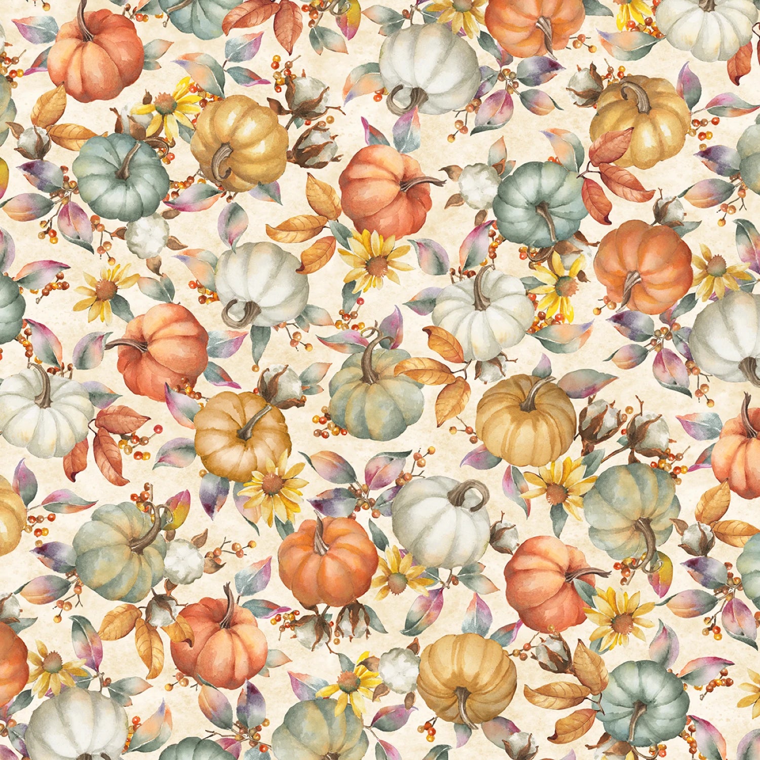 Bountiful | Pumpkin Patch Allover - Cream by Sandy Clough for P&B Textiles | BOUN5880-E