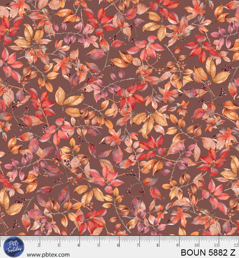 Bountiful | Packed Fall Foliage - Brown by Sandy Clough for P&B Textiles | BOUN5882-Z