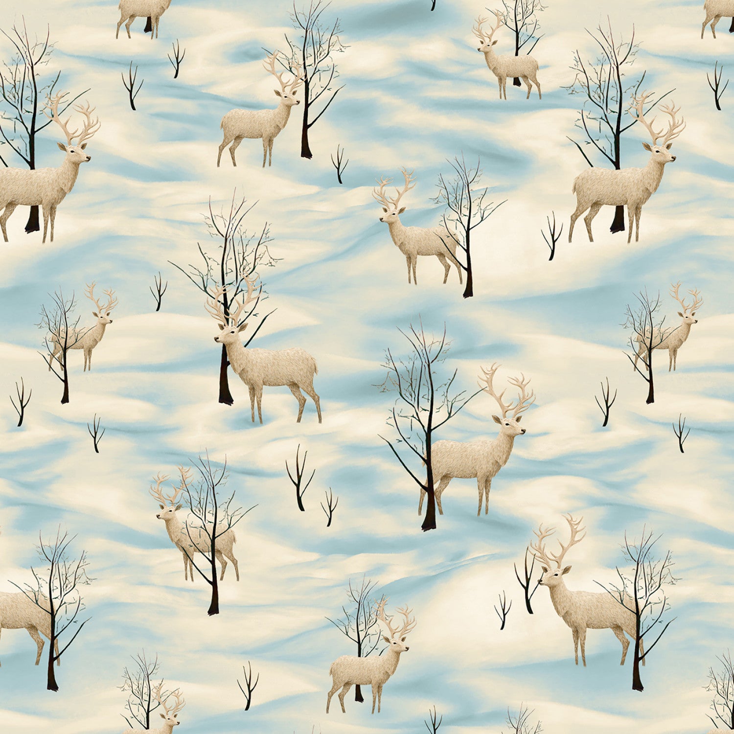 Comfort & Joy | Ivory Scenic Deer by Michael Ward for Blank Quilting | 4158-41