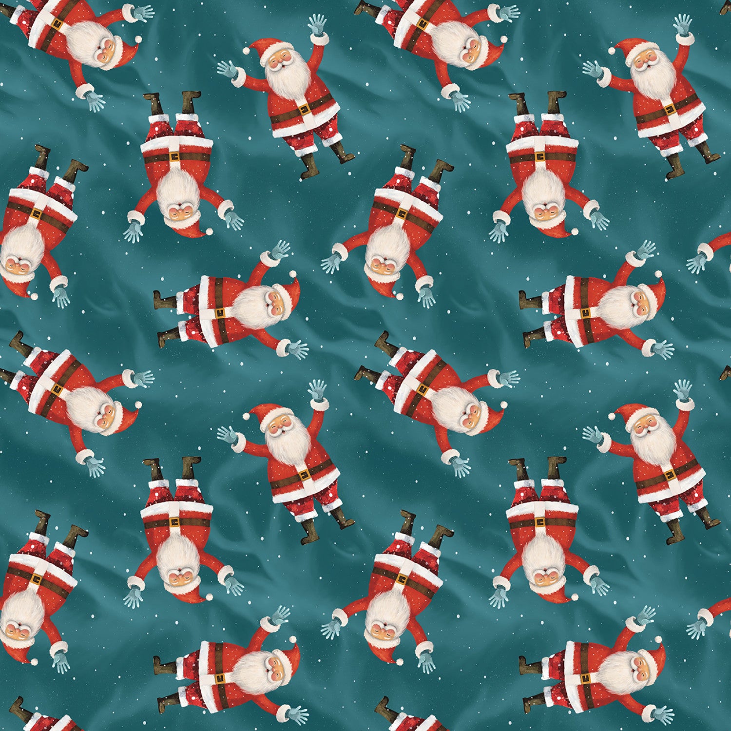 Comfort & Joy | Dark Aqua Tossed Santas by Michael Ward for Blank Quilting | 4161-69