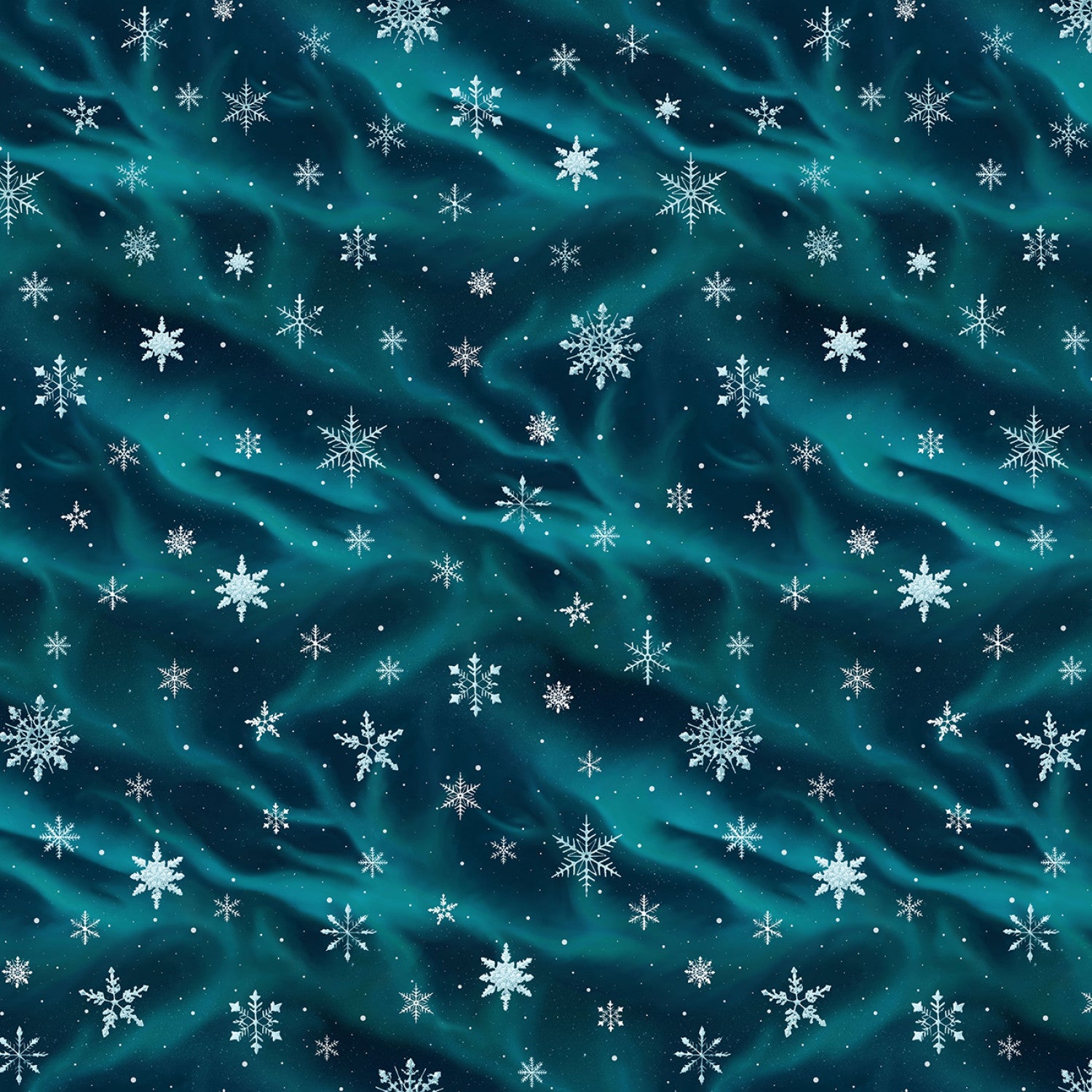 Comfort & Joy | Dark Aqua Snowflakes by Michael Ward for Blank Quilting | 4162-69