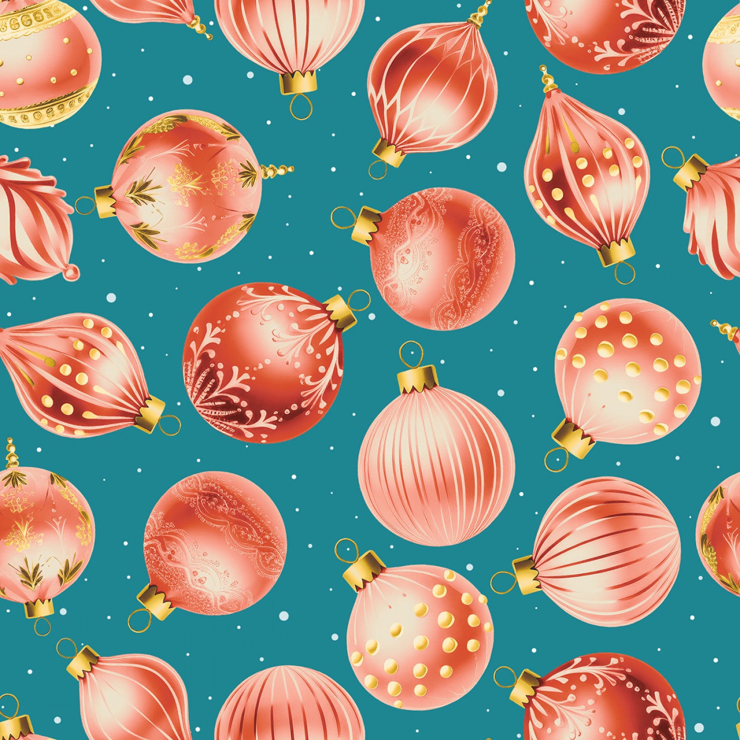 Comfort & Joy | Dark Aqua Tossed Ornaments by Michael Ward for Blank Quilting | 4165-69