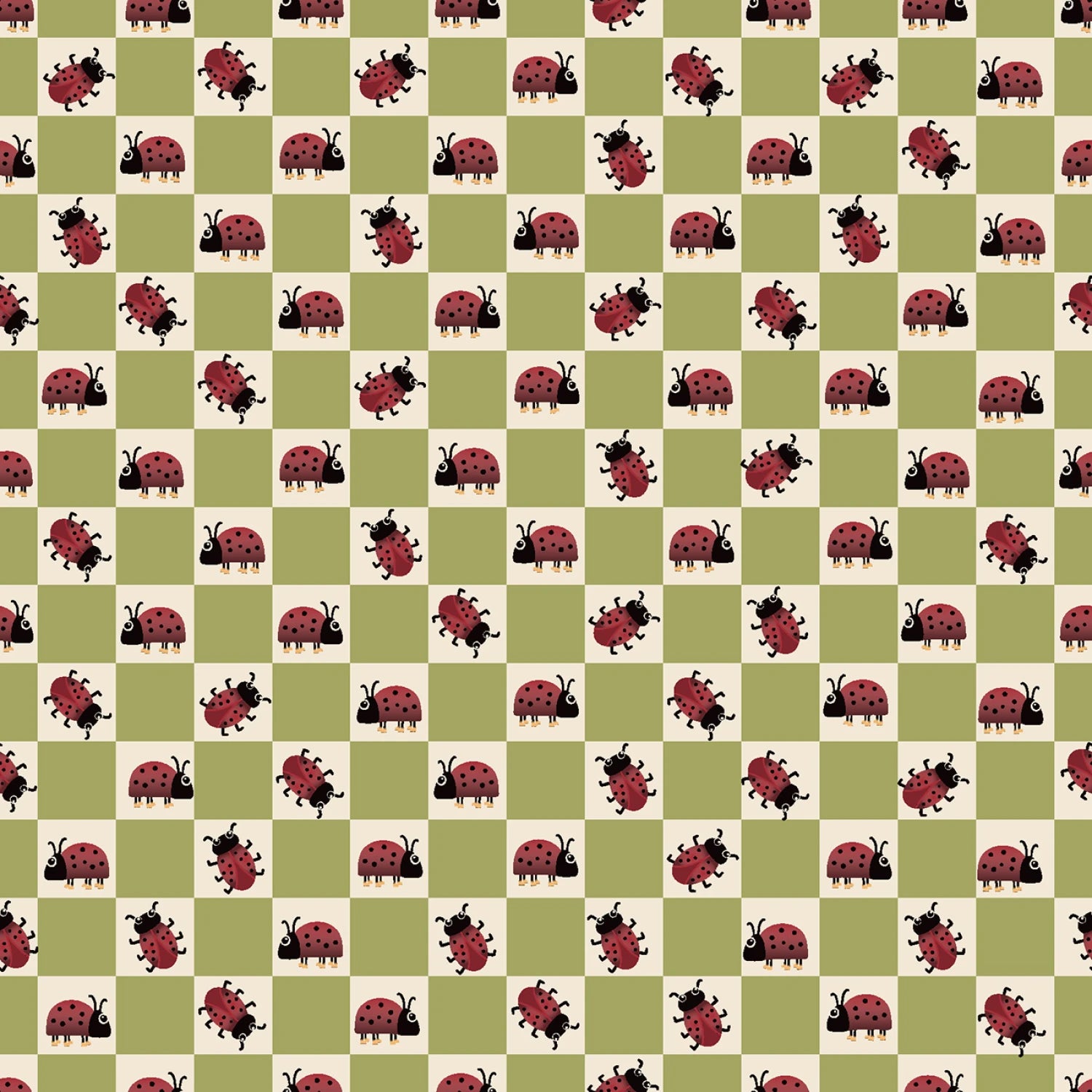 Lake Night Serenade | Green Ladybug Check by Bienvenido for Blank Quilting | 4301-60