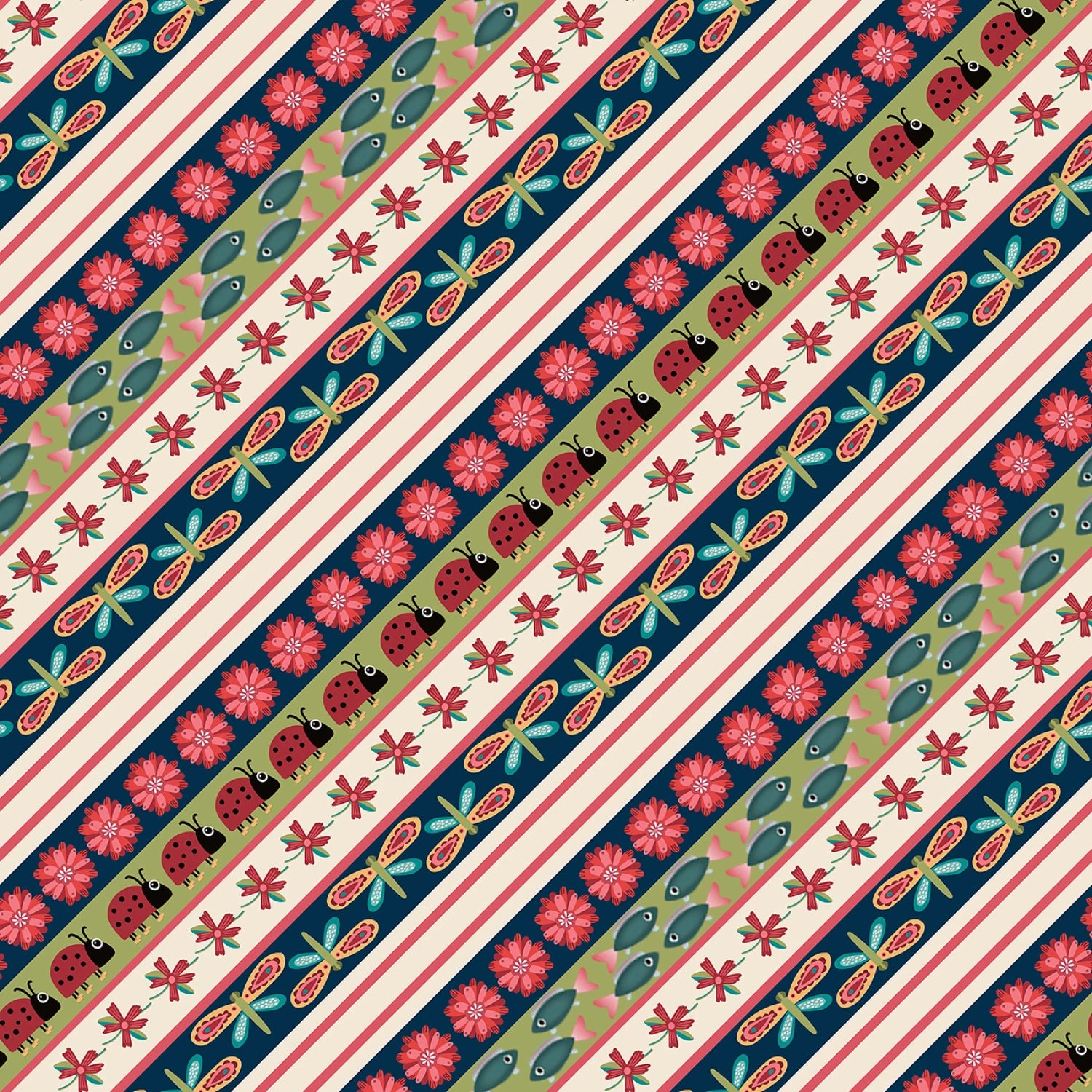 Lake Night Serenade | Red Bias Stripe by Bienvenido for Blank Quilting | 4304-88