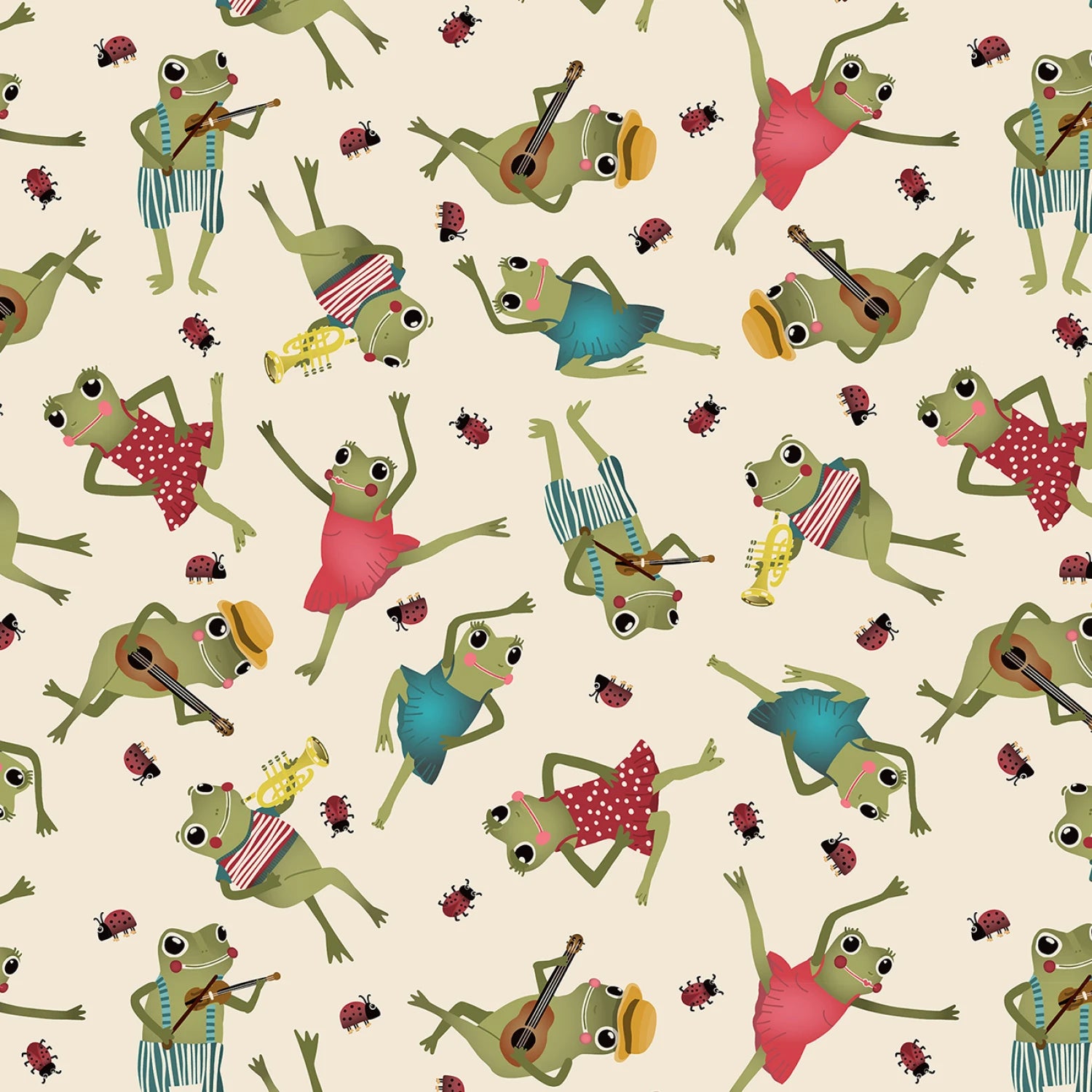 Lake Night Serenade | Ivory Tossed Frogs by Bienvenido for Blank Quilting | 4308-41