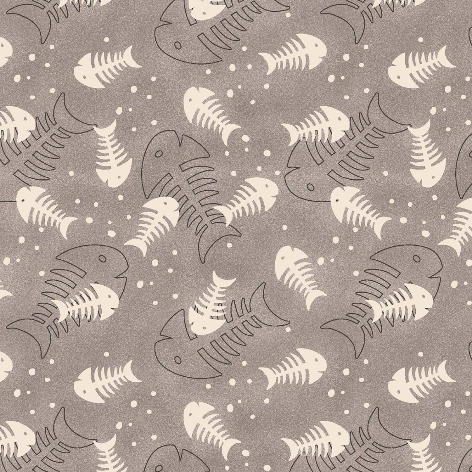 Cat Hair Don't Care | Fish Bones - Ash by Nidhi Wadhwa for Blank Quilting | 4425-90