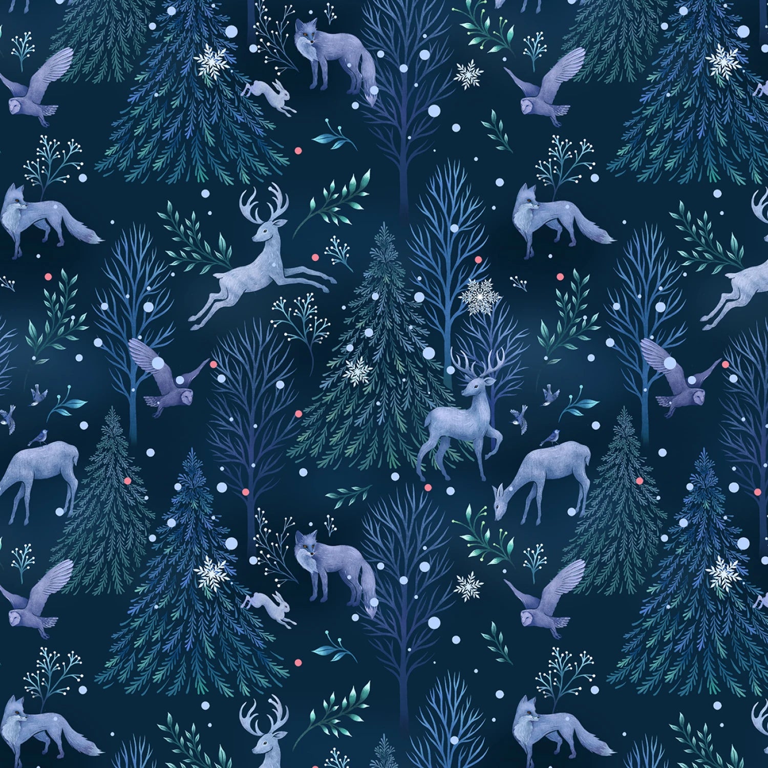 Moondance | Midnight Festive Animals by Episodic Drawing for Blank Quilting | 5035-75