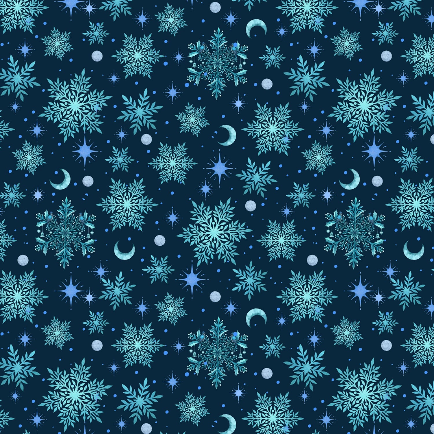 Moondance | Snowflake Teal by Episodic Drawing for Blank Quilting | 5036-72