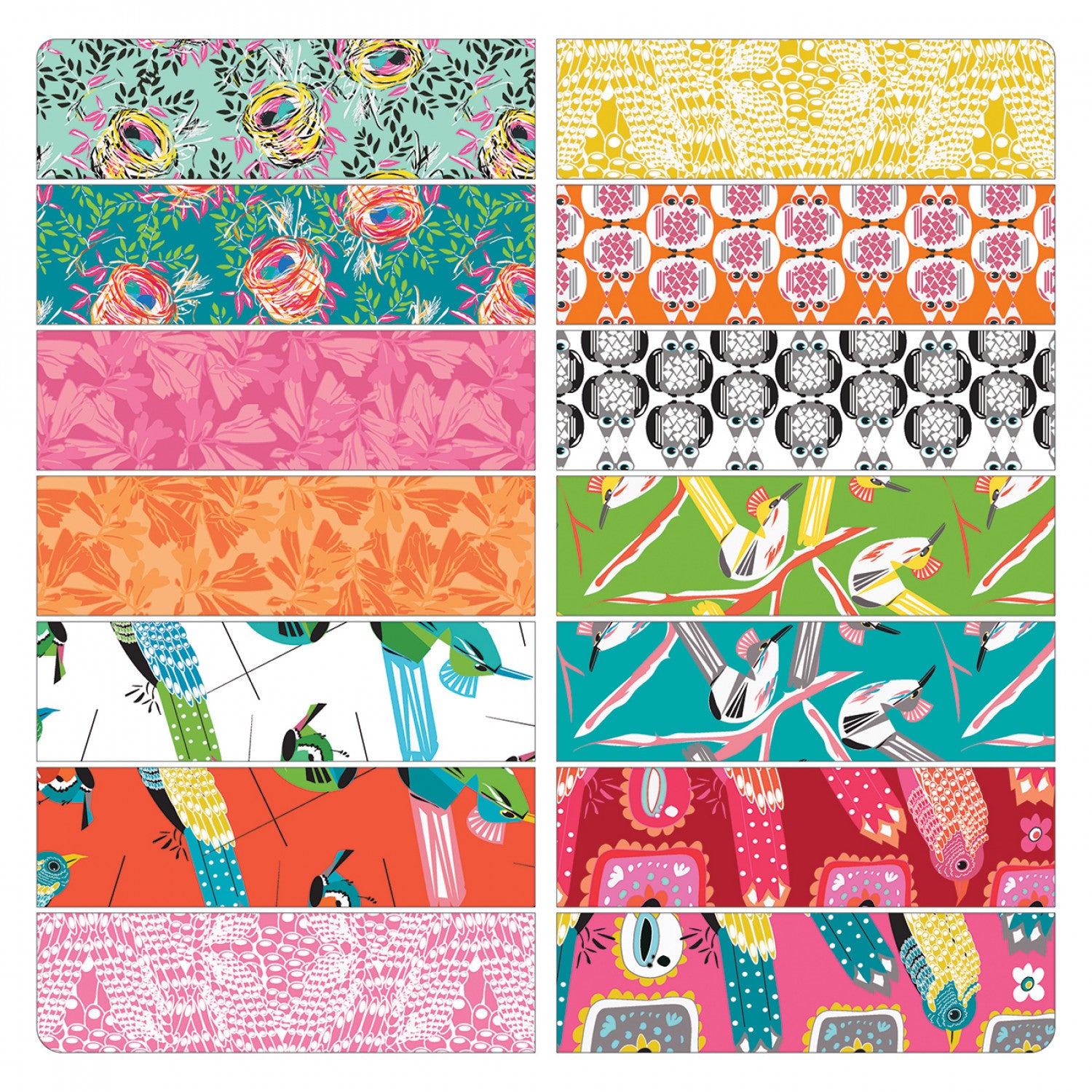 Bird Watch | Fat Quarter Bundle by Olivia Klue for Tina Givens and Benartex | 14 pcs