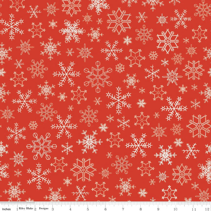 Magical Winterland | Snowflake Barn Red 108" Wide Back by Lisa Audit for Riley Blake | WB14949-BARNRED