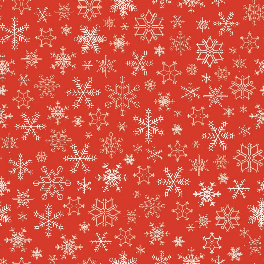 Magical Winterland | Snowflake Barn Red 108" Wide Back by Lisa Audit for Riley Blake | WB14949-BARNRED