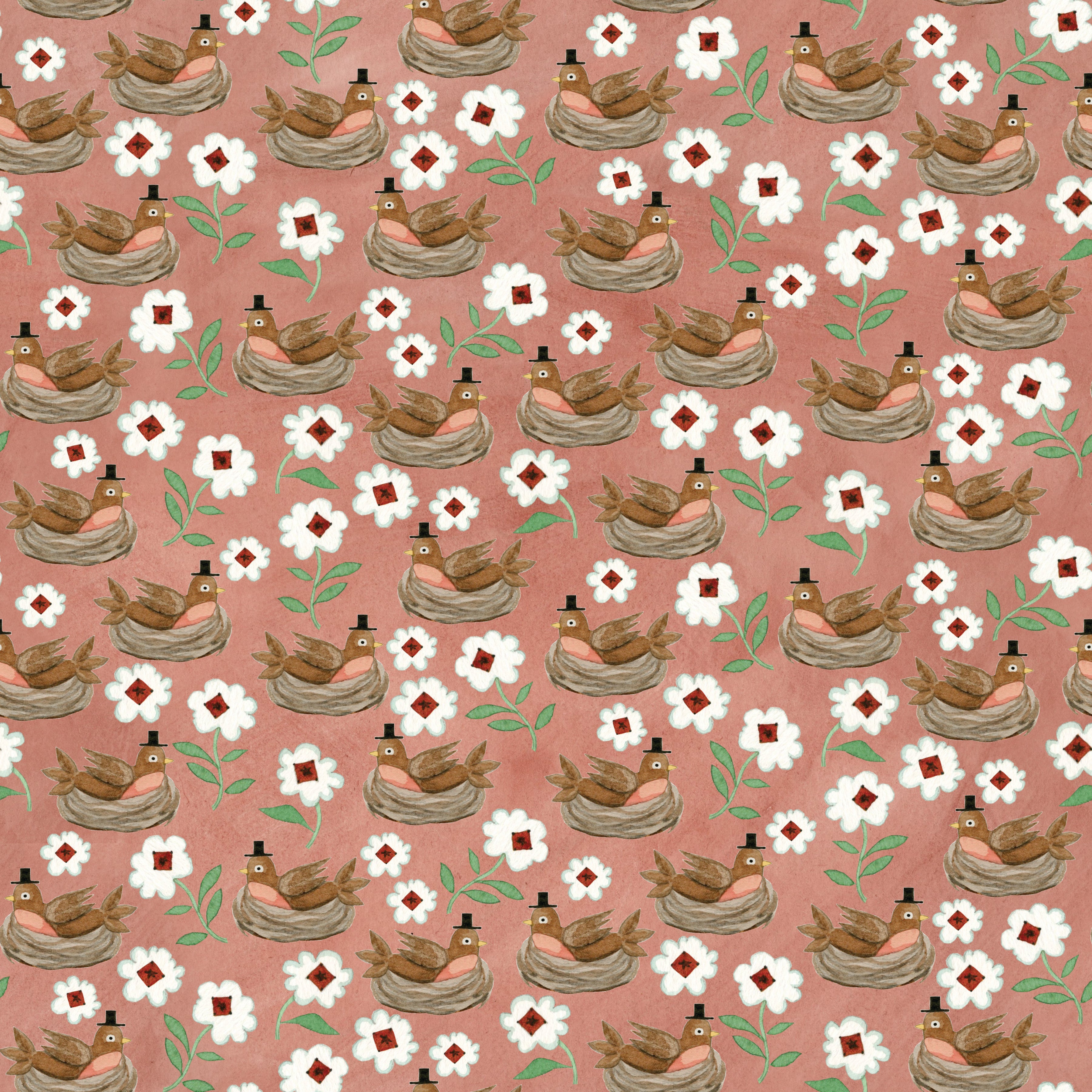 Hop Hop Hooray - Robins Nest Coral (C14273-CORAL) - Teresa Kogut for Riley Blake