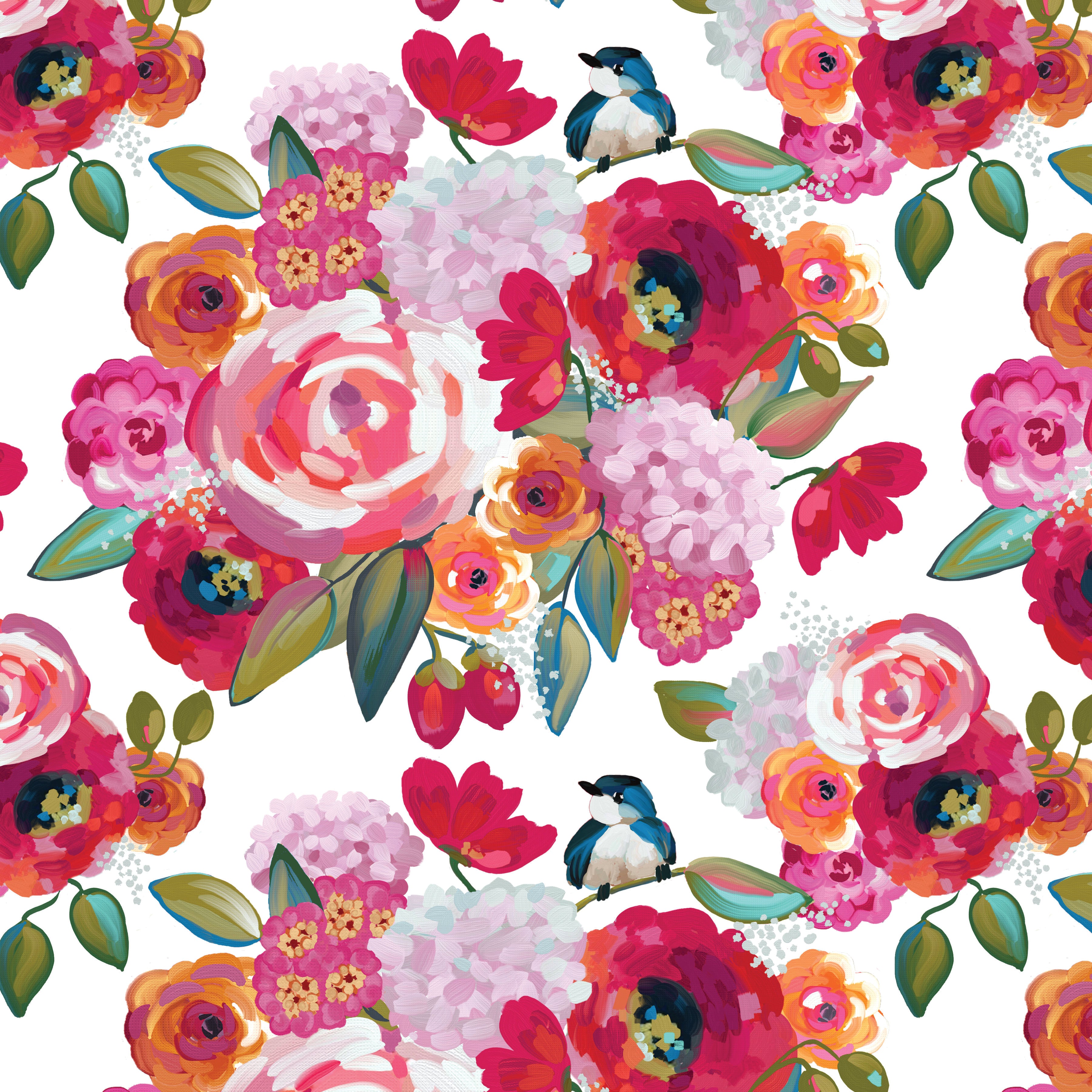 Poppies & Plumes | Main White by Lila Tueller for Riley Blake | C14290-WHITE