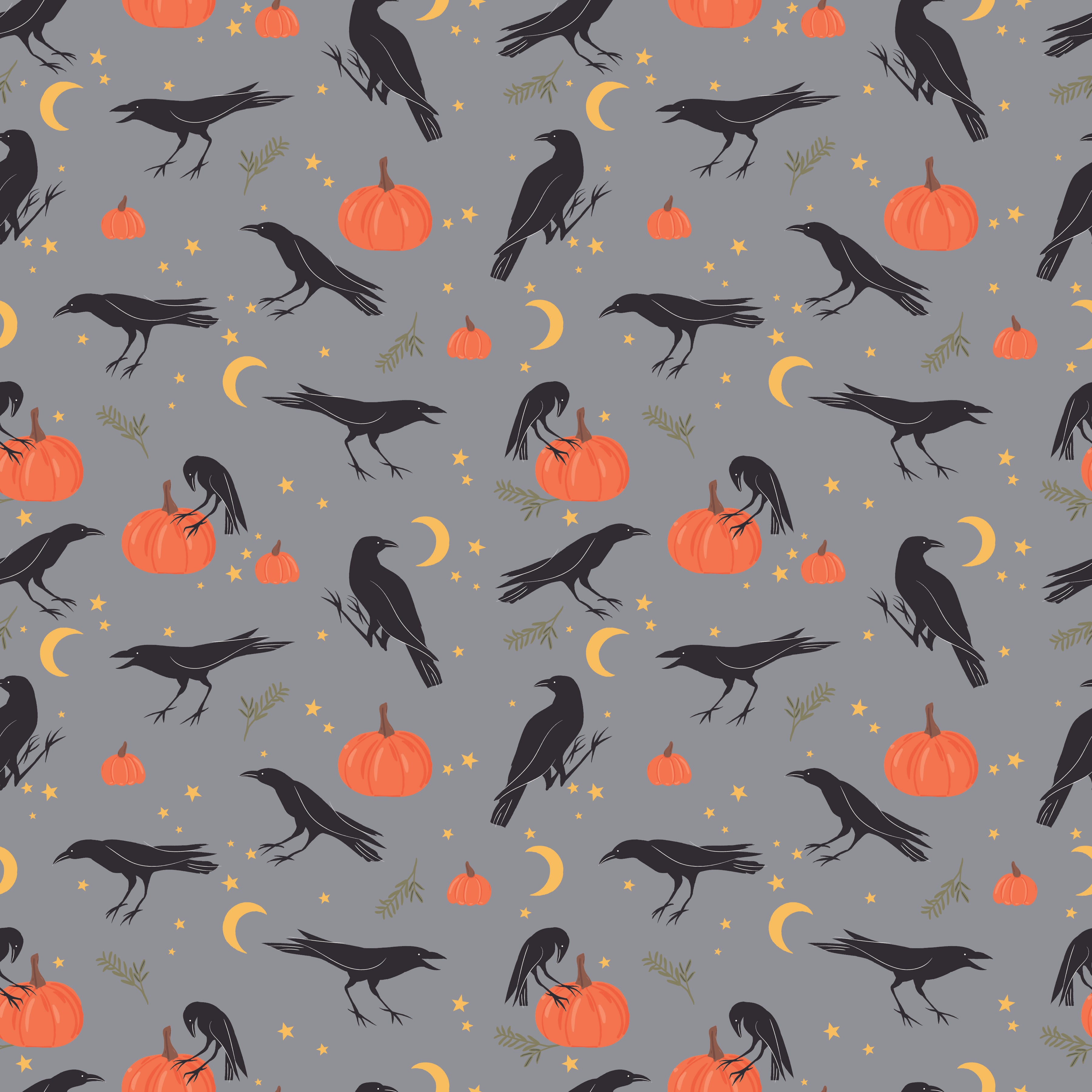 Sophisticated Halloween | Vintage Crows Fog by My Mind's Eye for Riley Blake | C14621-FOG