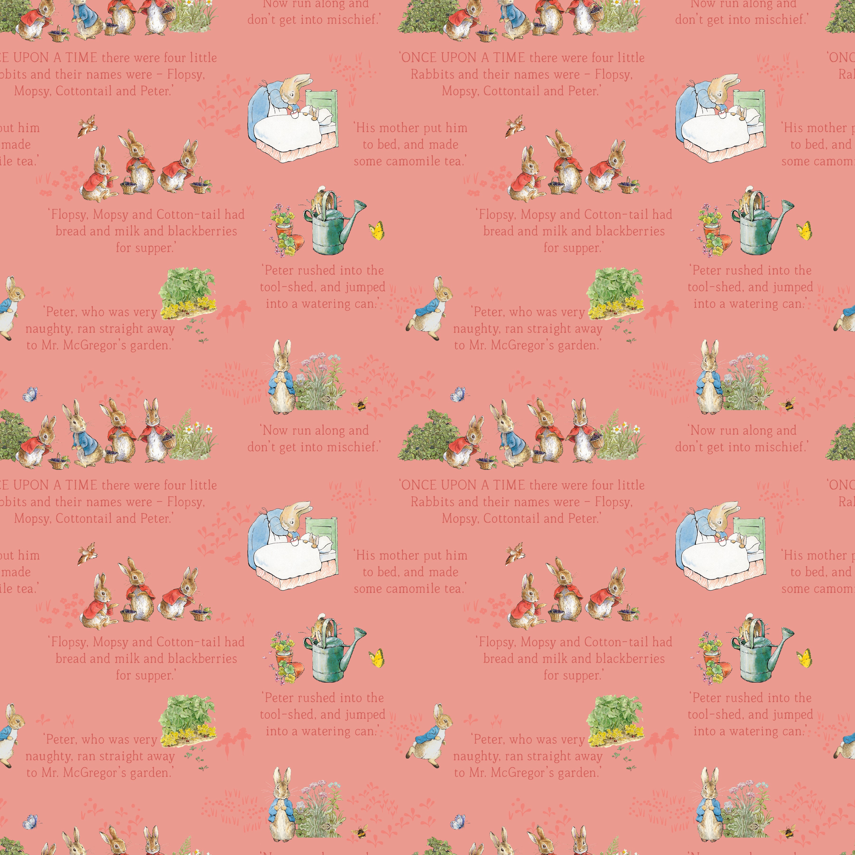 The Tale of Peter Rabbit | 1-Yard Bundle Coral by Beatrix Potter for Riley Blake | 6 pcs