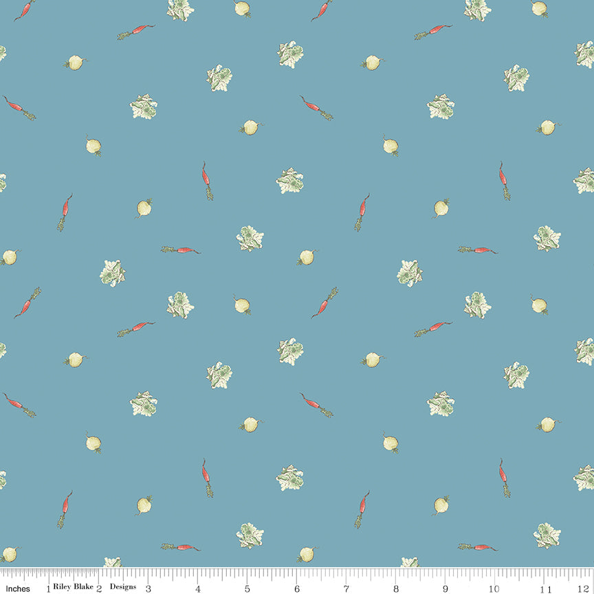 The Tale of Peter Rabbit | Veggies Blue by Beatrix Potter for Riley Blake | C14703-BLUE