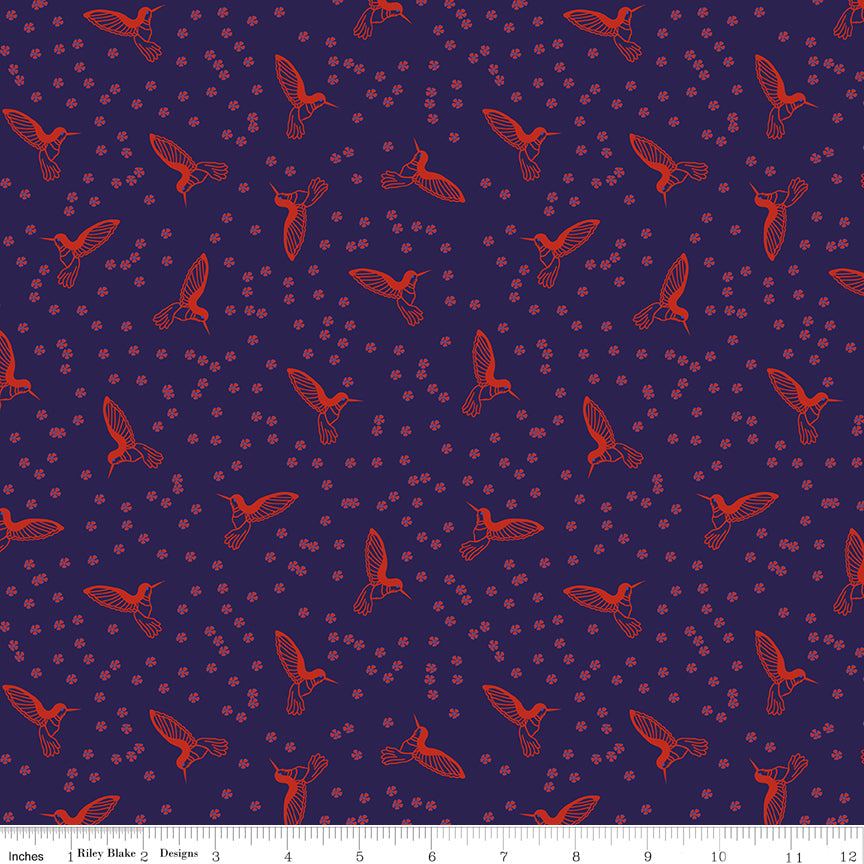 Botanic Blast | Hummingbirds Sangria by Sew Yeah Quilting for Riley Blake | C15546-SANGRIA