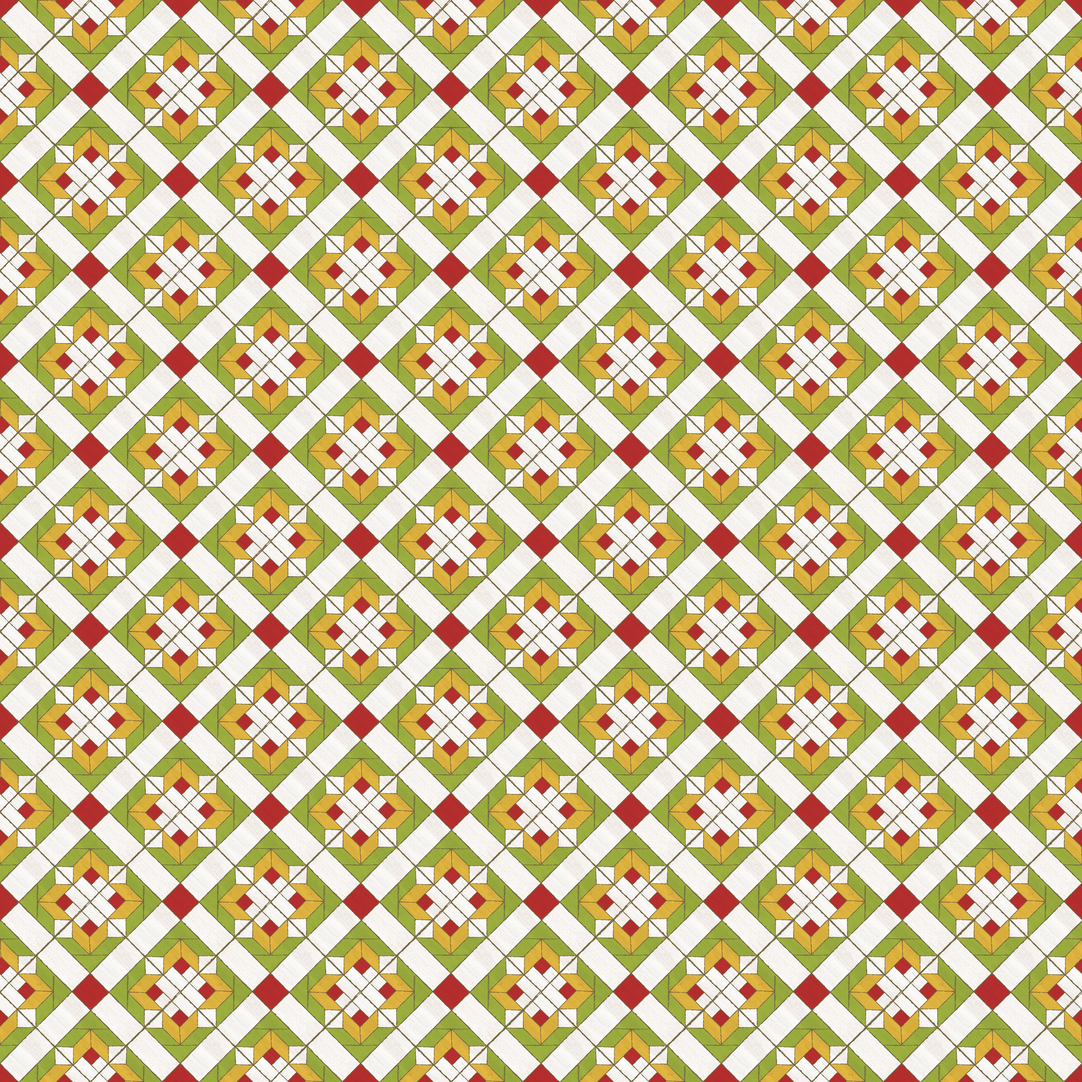 Covered Bridges in Spring | Flower Block on Point Green by Tara Reed for Riley Blake | C15822-GREEN