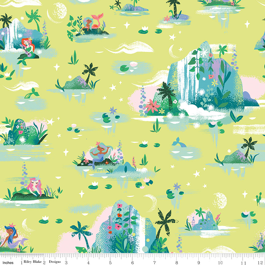 Forever Neverland | Mermaid Lagoon Lemongrass by Jill Howarth for Riley Blake | C15901-LEMONGRASS