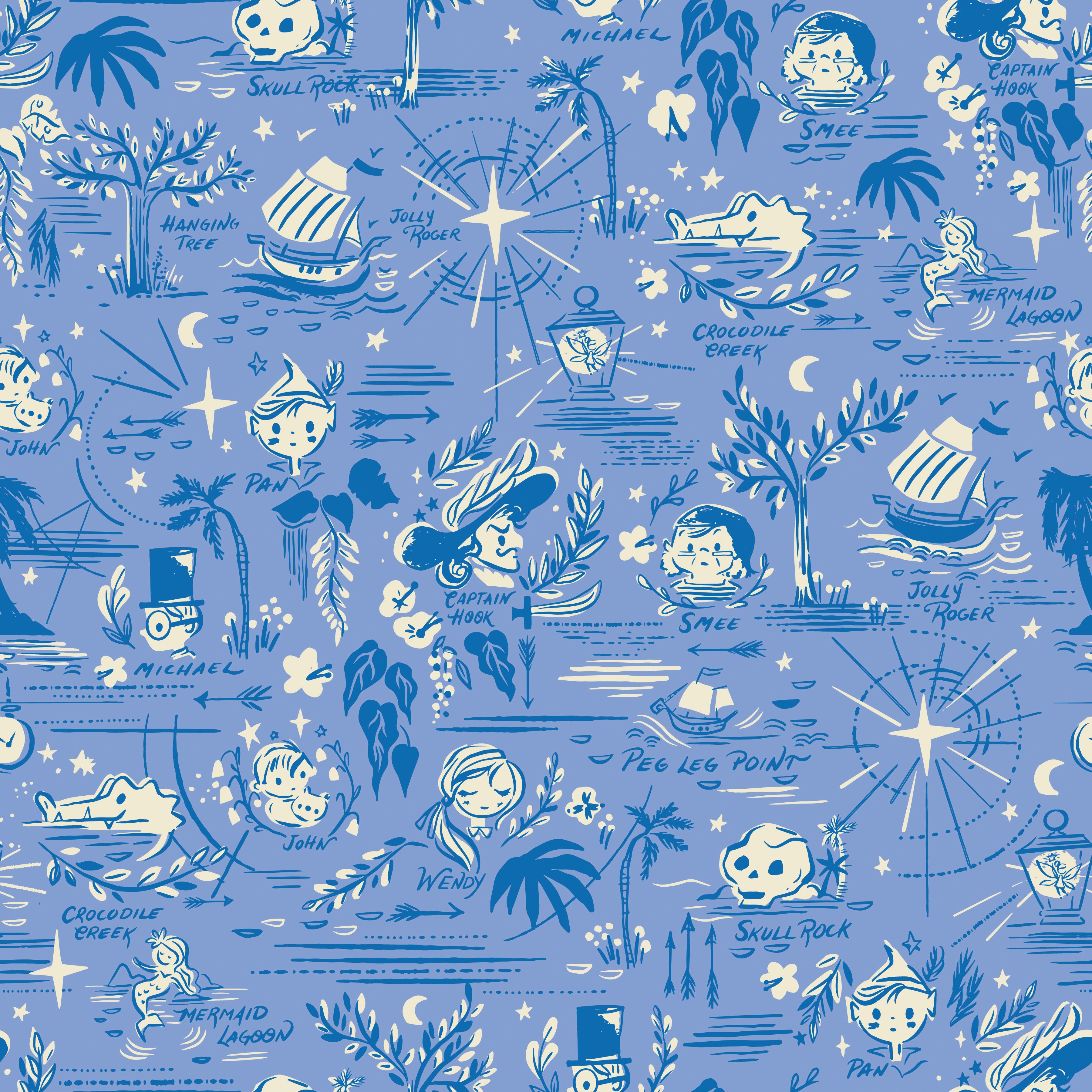Forever Neverland | Neverland Map Periwinkle by Jill Howarth for Riley Blake | C15902-PERIWINKLE