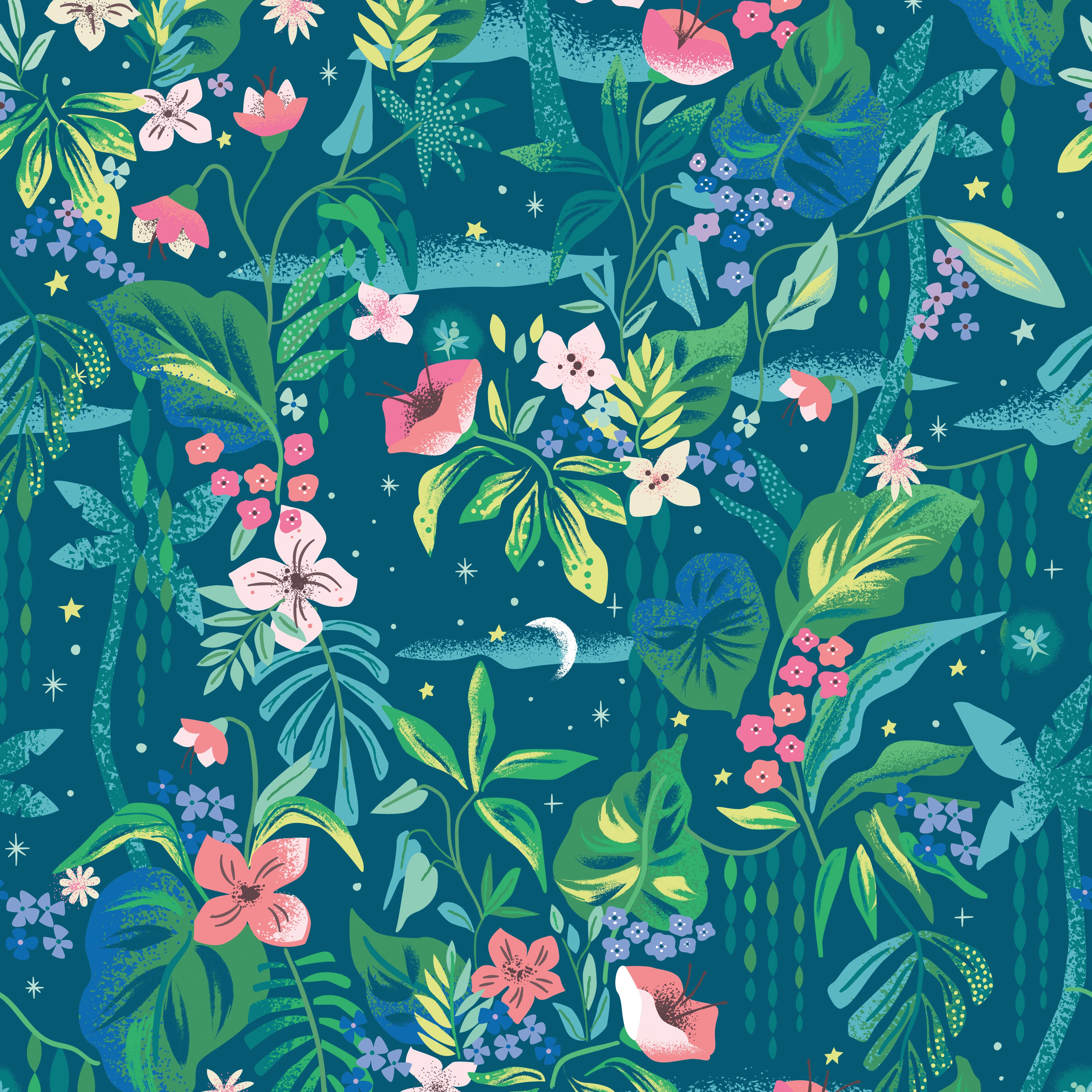 Forever Neverland | Tropical Floral Night by Jill Howarth for Riley Blake | C15903-NIGHT