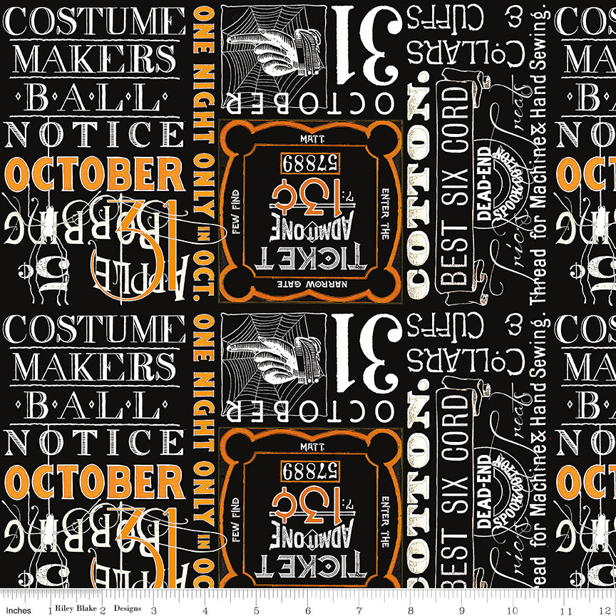 Costume Maker's Act II | Ticket Text Black by J. Wecker Frisch for Riley Blake | C16012-BLACK