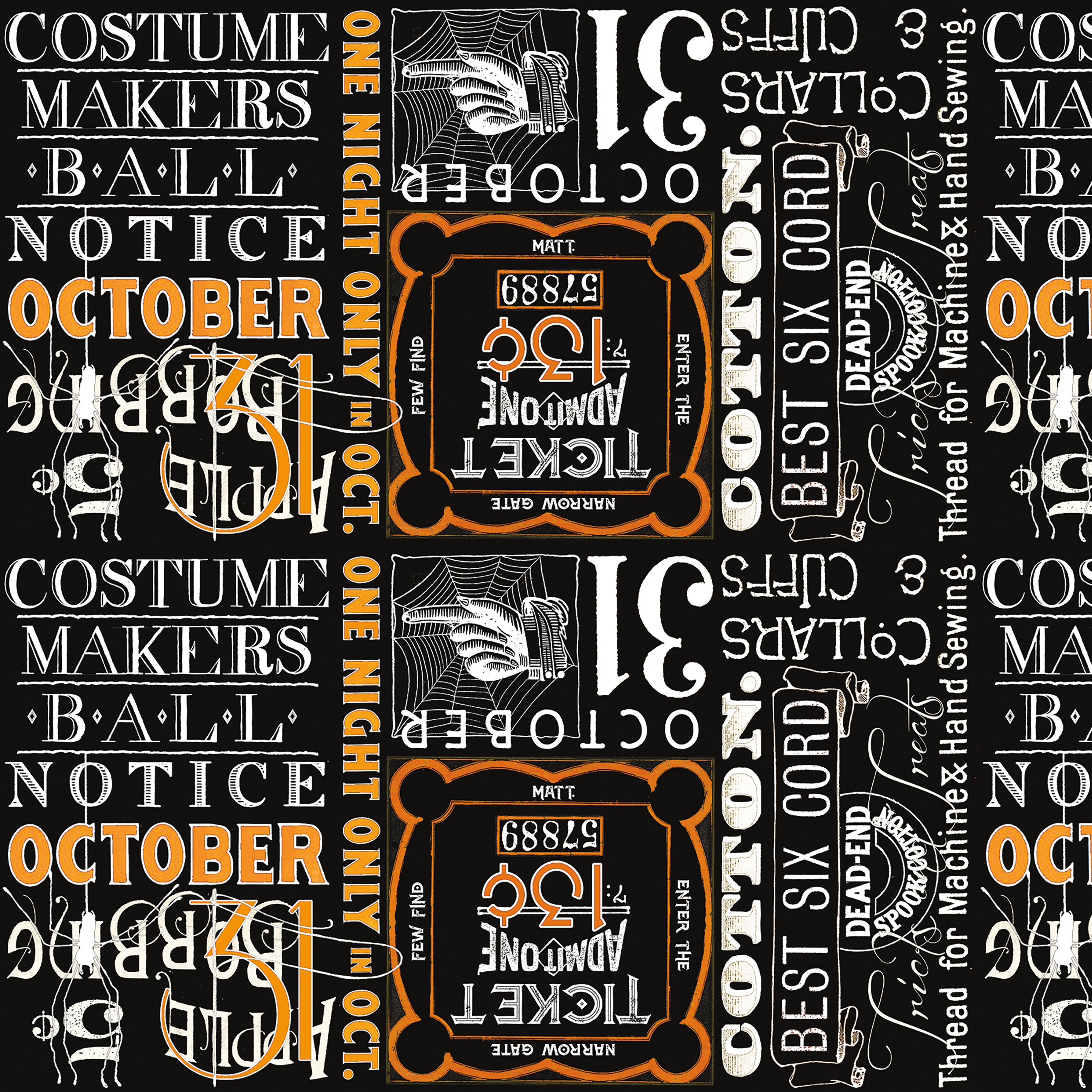 Costume Maker's Act II | Ticket Text Black by J. Wecker Frisch for Riley Blake | C16012-BLACK