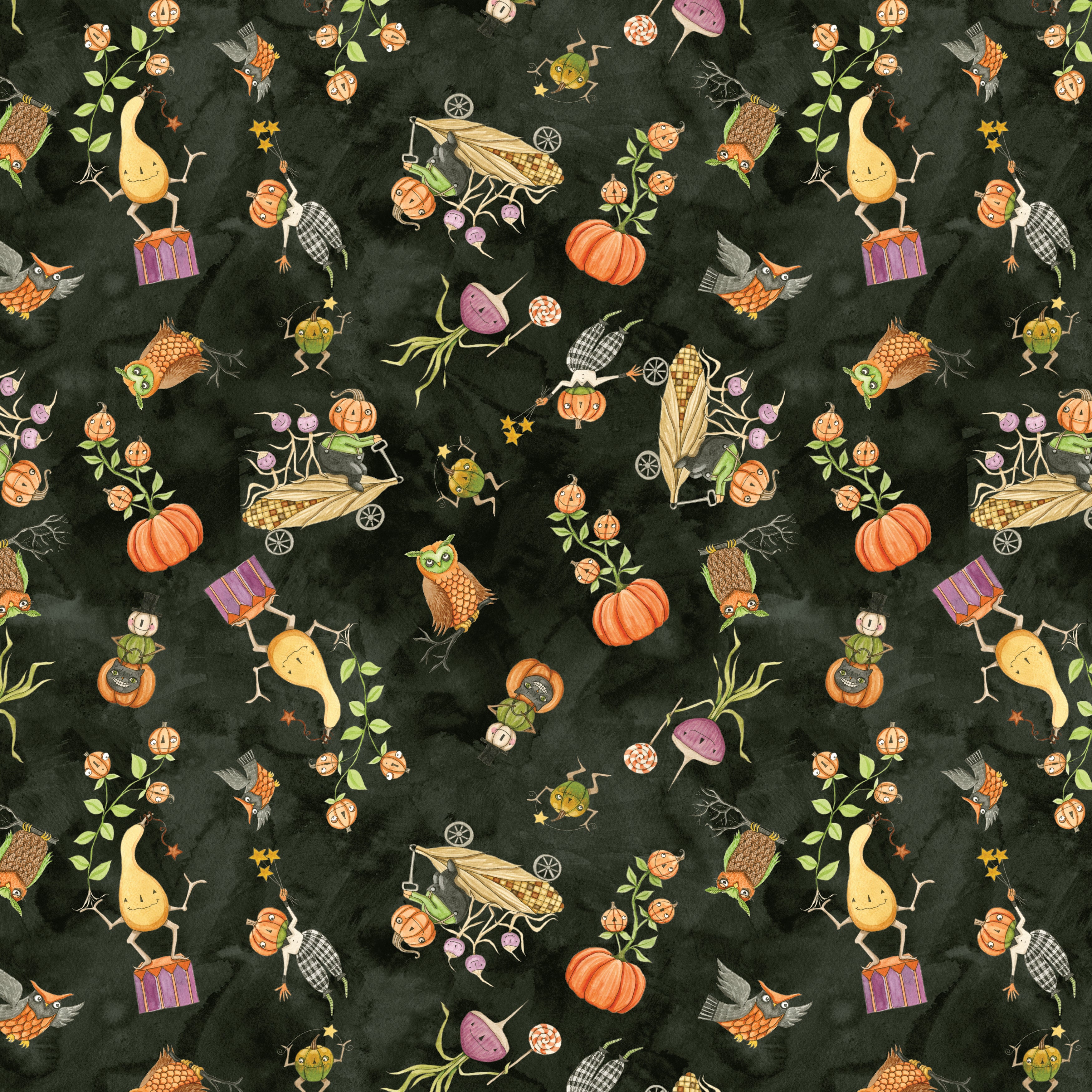 Ghoul Friends | Gourds Toss Black by Teresa Kogut for Riley Blake | C16051-BLACK