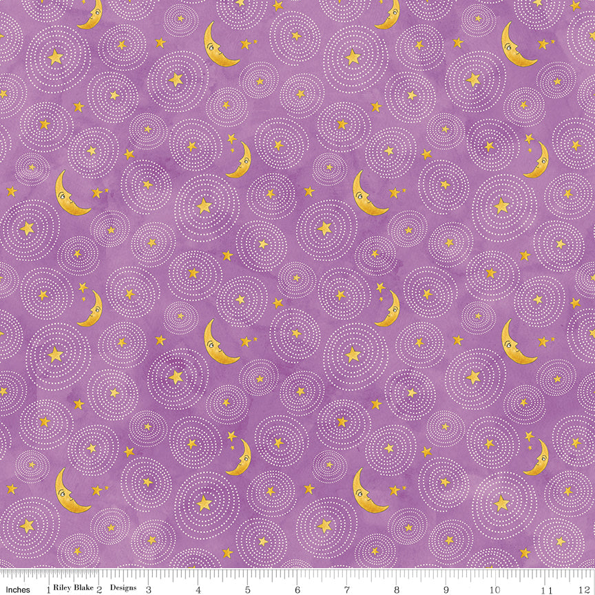 Ghoul Friends | Stars and Moon Purple by Teresa Kogut for Riley Blake | C16054-PURPLE