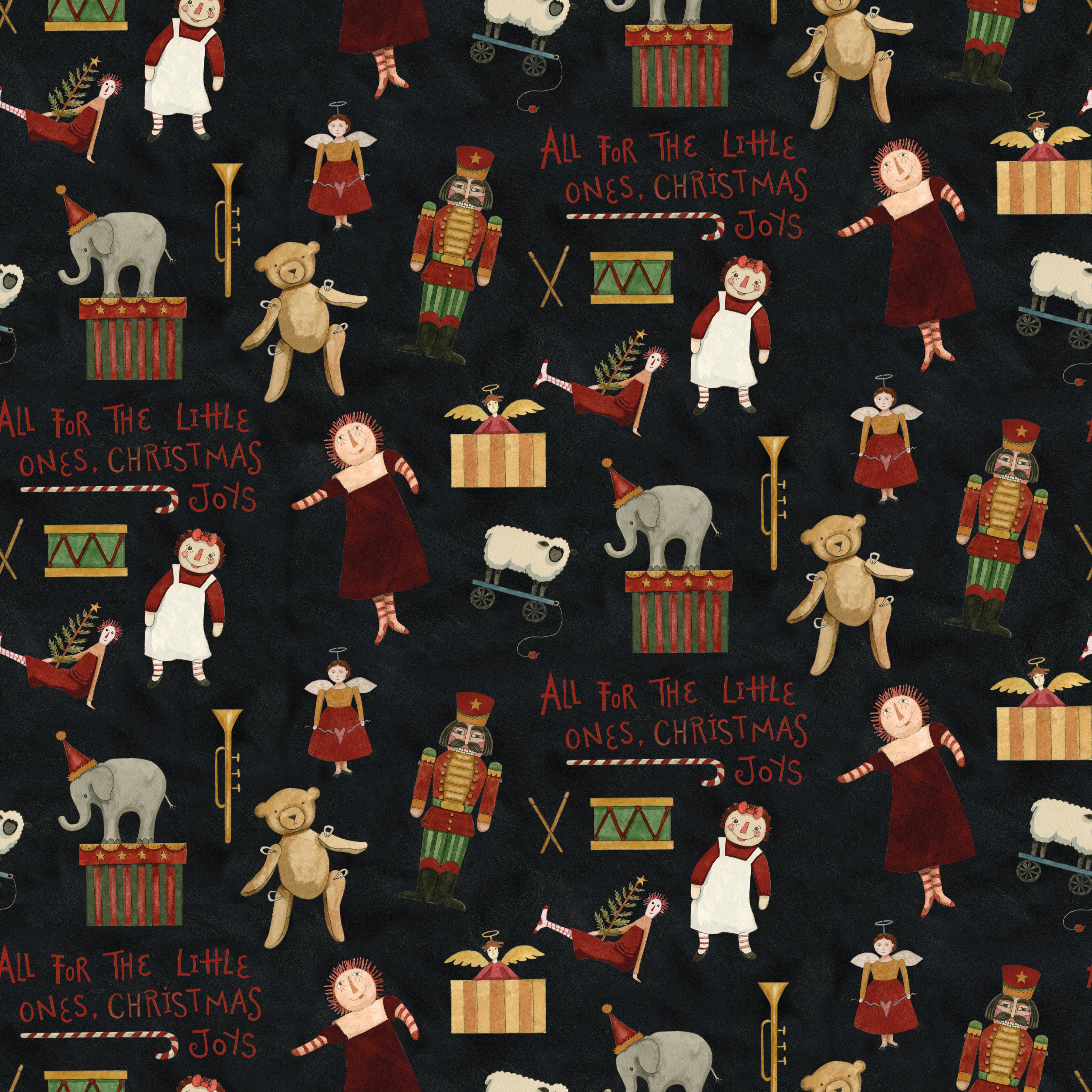 Naughty or Nice | Toys Black by Teresa Kogut for Riley Blake | C16261-BLACK