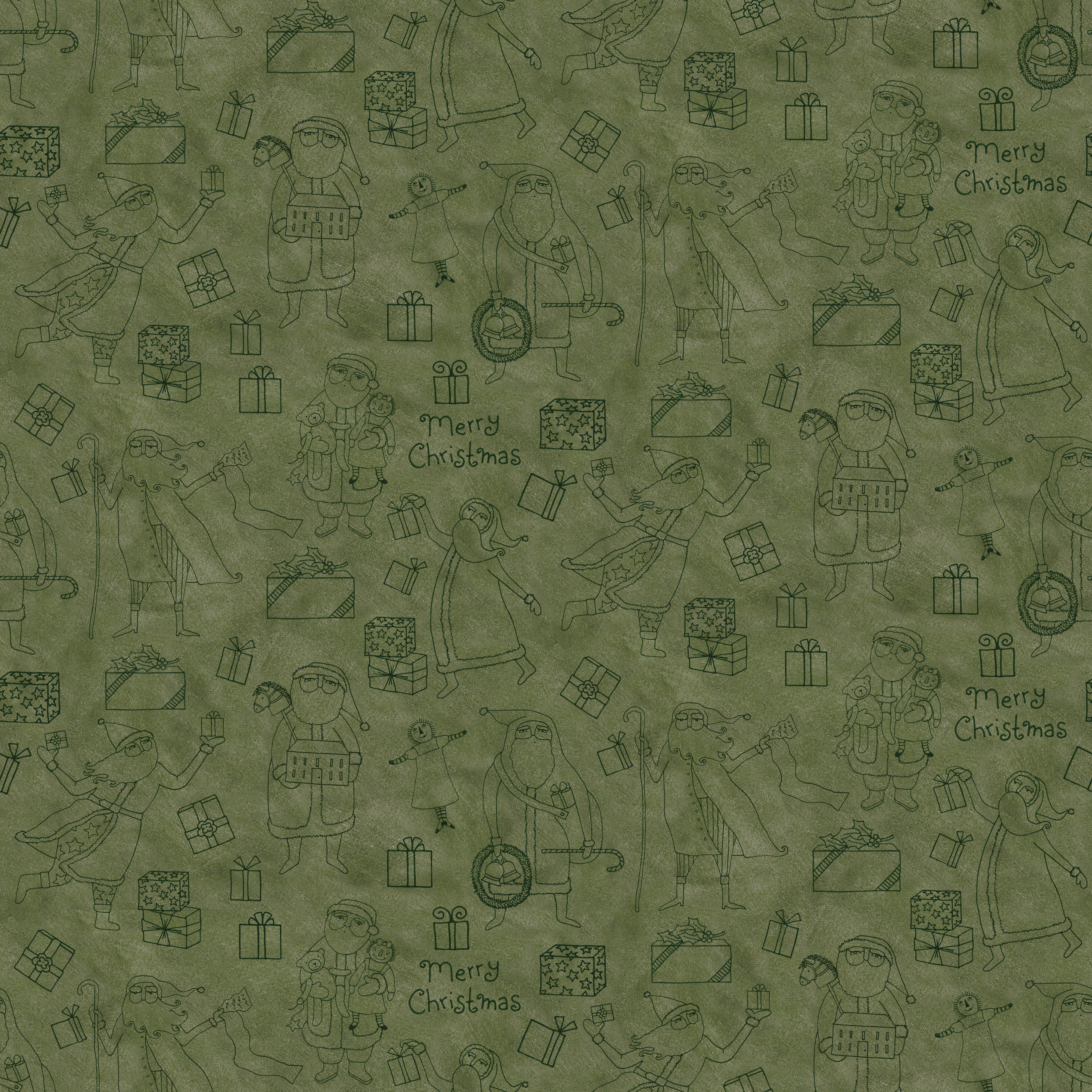 Naughty or Nice | Santas and Gifts Green by Teresa Kogut for Riley Blake | C16262-GREEN