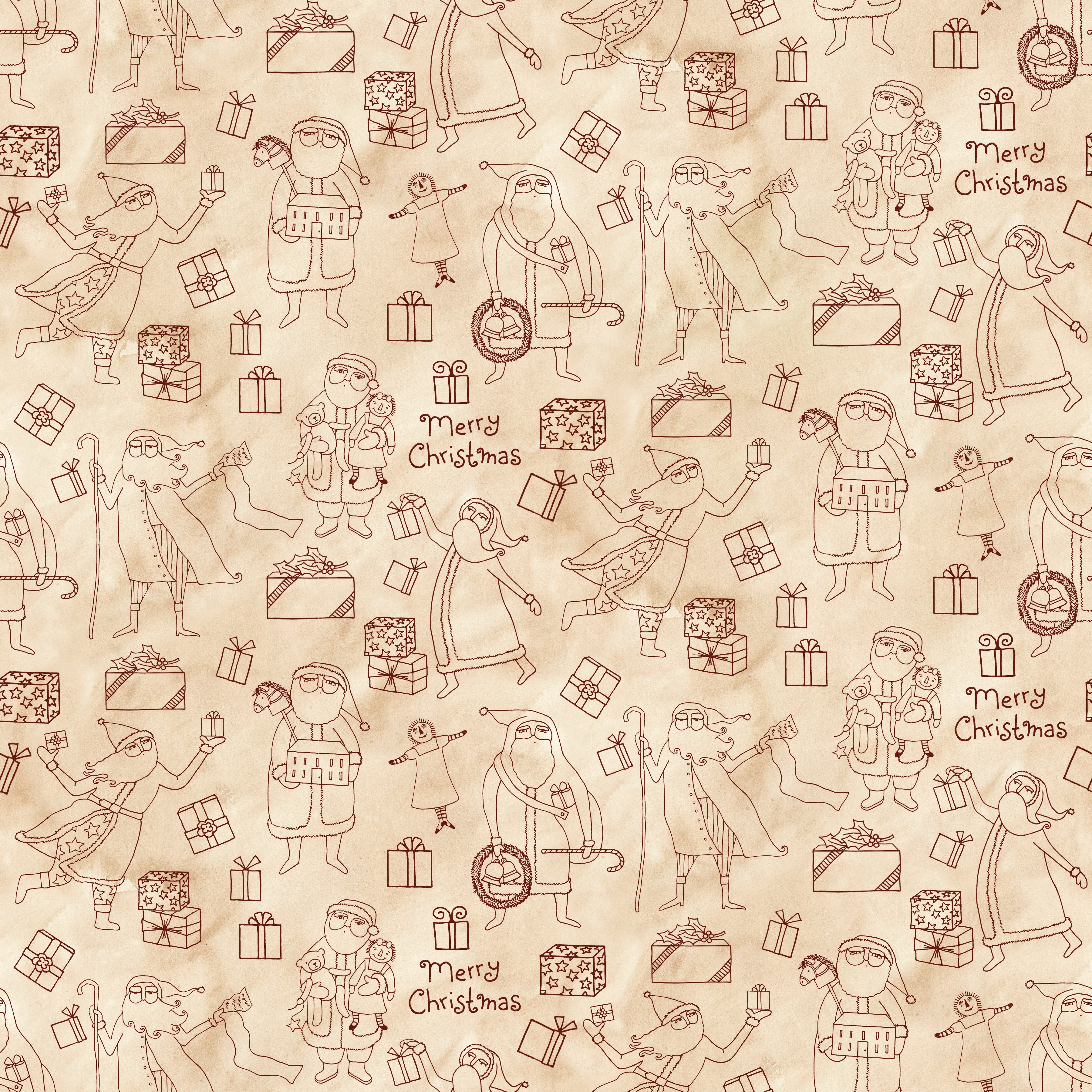 Naughty or Nice | Santas and Gifts Parchment by Teresa Kogut for Riley Blake | C16262-PARCHMENT