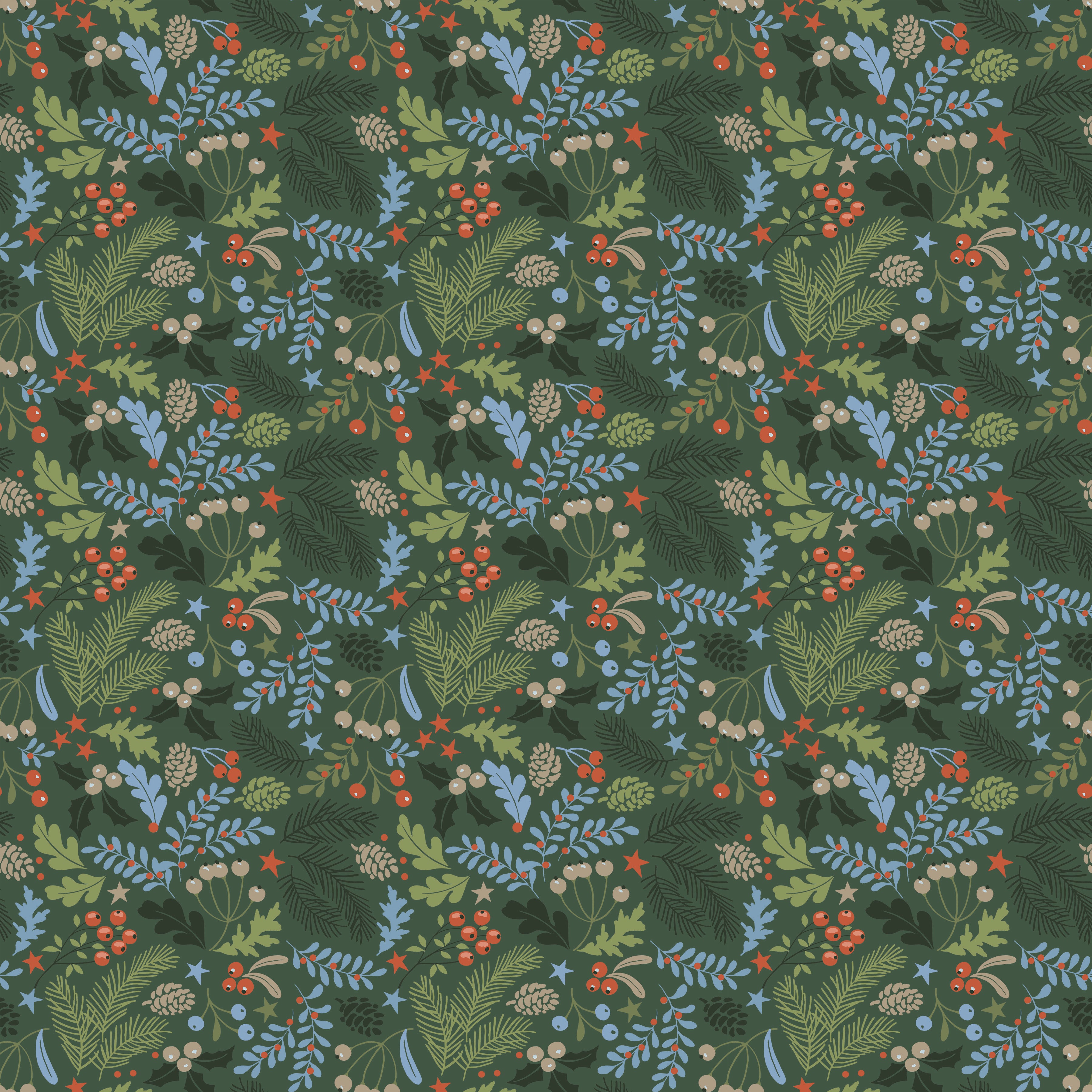 Santa's Tree Farm | Farm Berries & Boughs Forest by Lisa Audit for Riley Blake Designs | C16452-FOREST