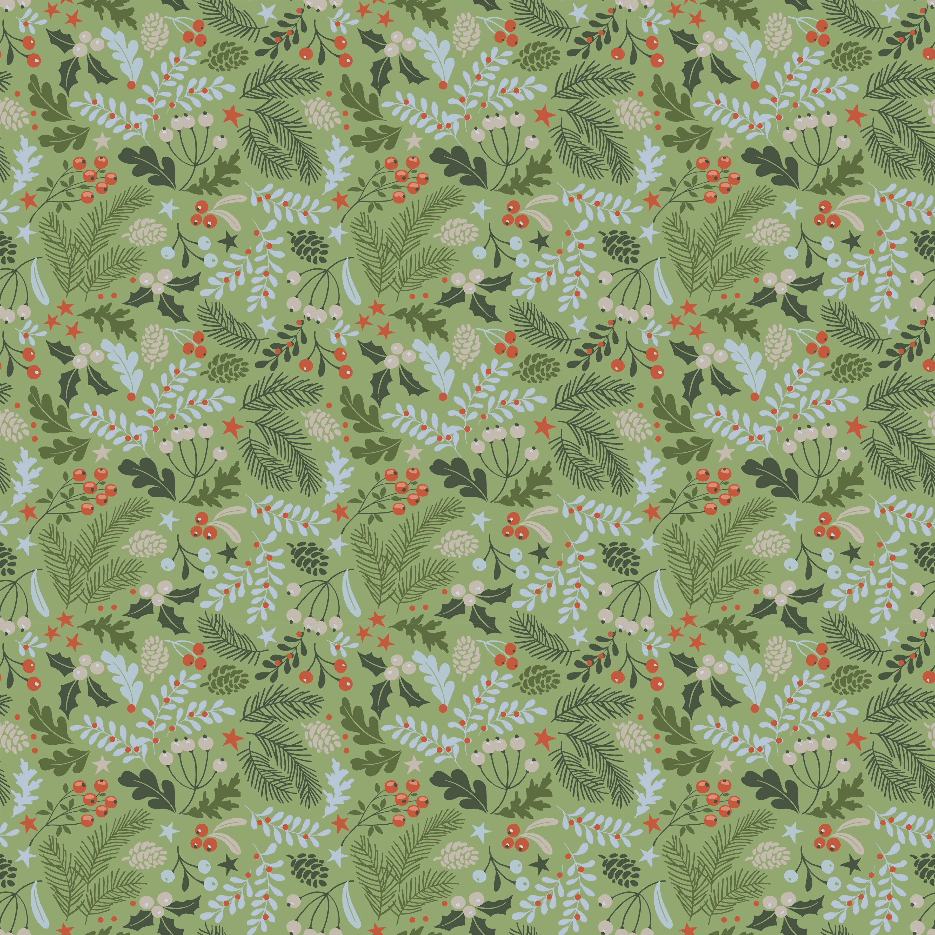 Santa's Tree Farm | Farm Berries & Boughs Green by Lisa Audit for Riley Blake Designs | C16452-GREEN