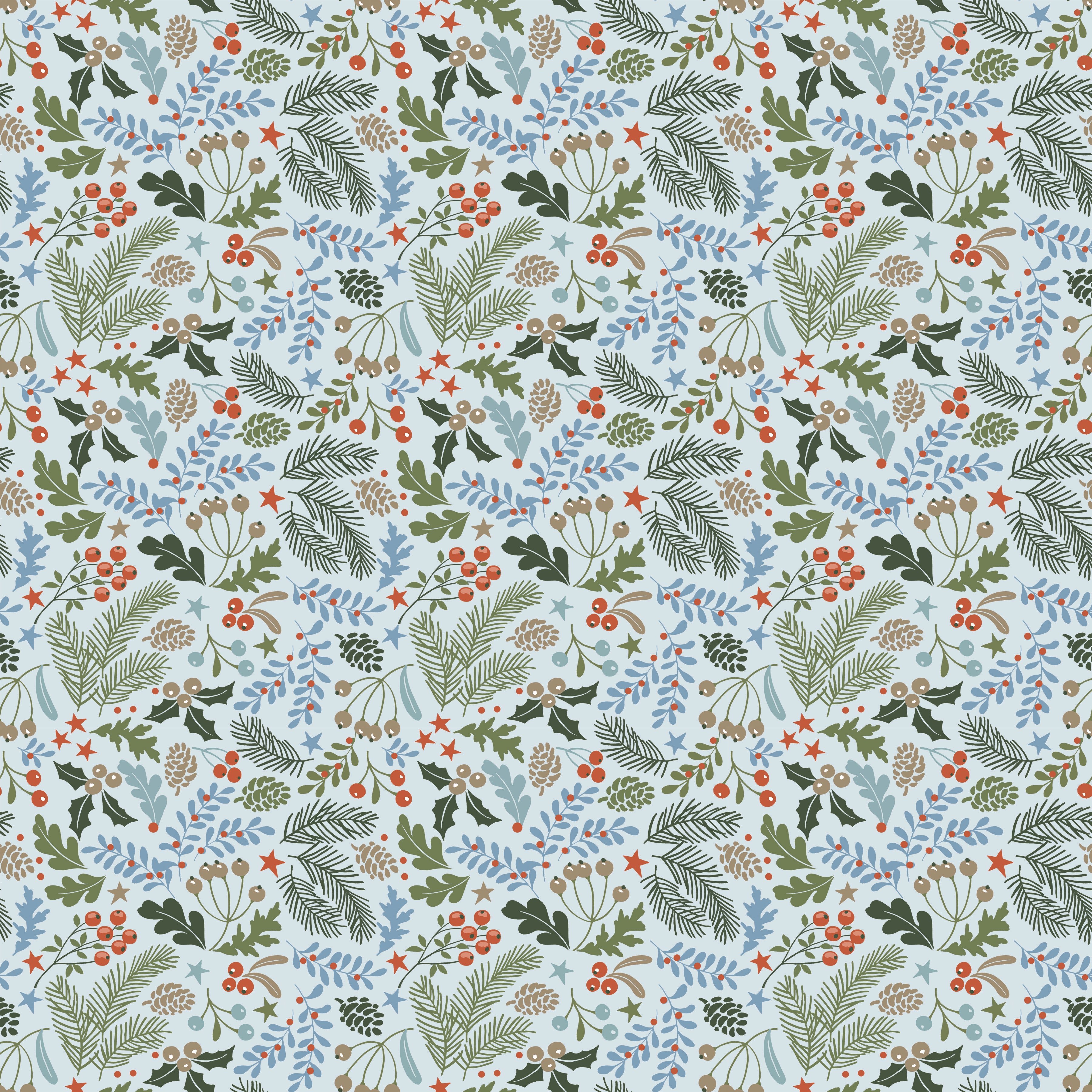 Santa's Tree Farm | Farm Berries & Boughs Sky by Lisa Audit for Riley Blake Designs | C16452-SKY