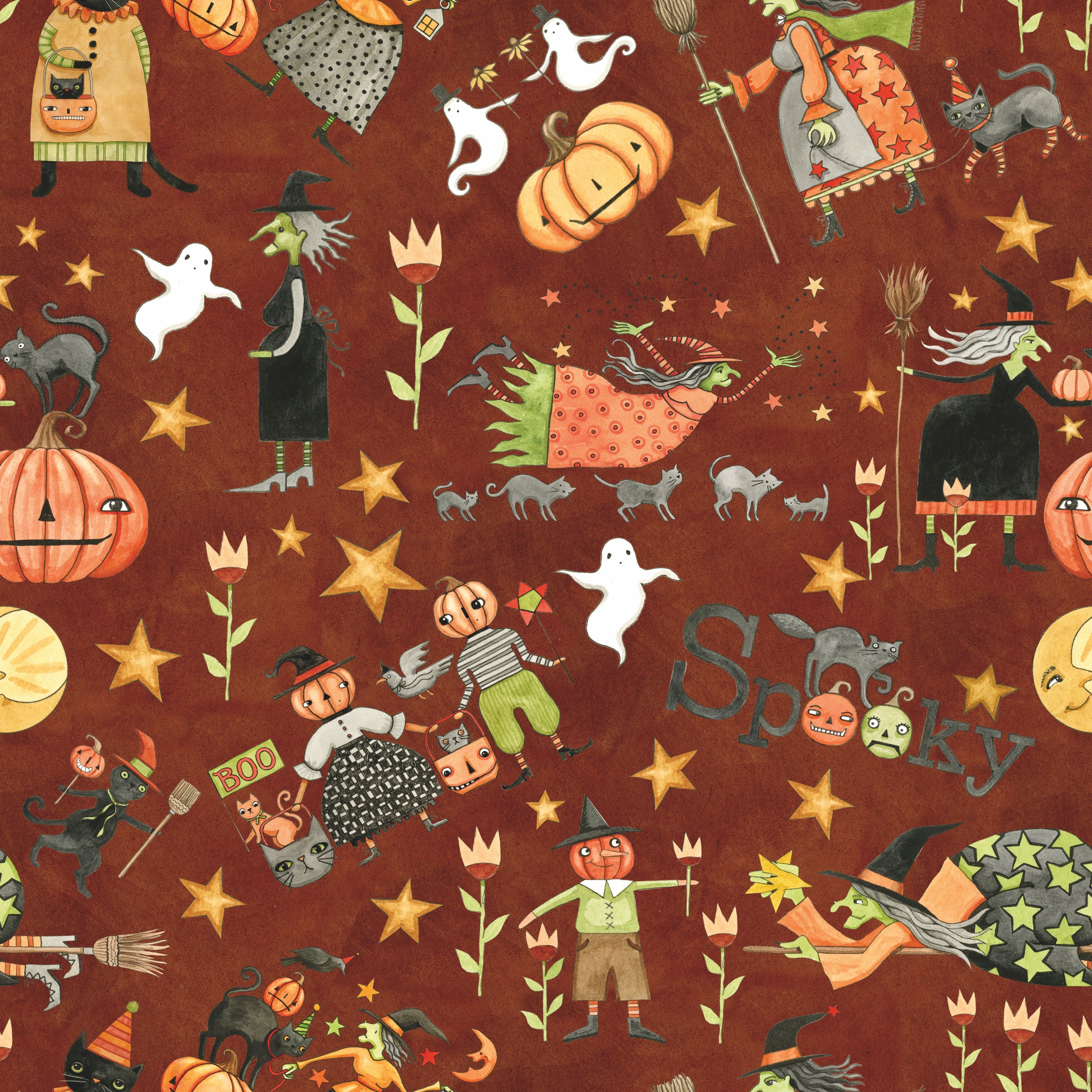 Spooky | Main Rusty Oak by Teresa Kogut for Riley Blake | C17570-RUSTYOAK