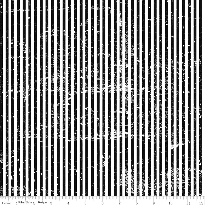 Scary Scraps | Stressed Stripes - Black by J. Wecker Frisch for Riley Blake | C17613-BLACK