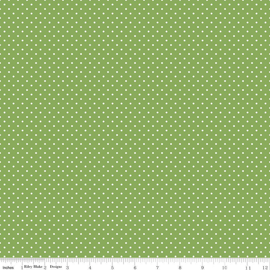 Swiss Dot | White Dots on Green by Riley Blake | C670-GREEN