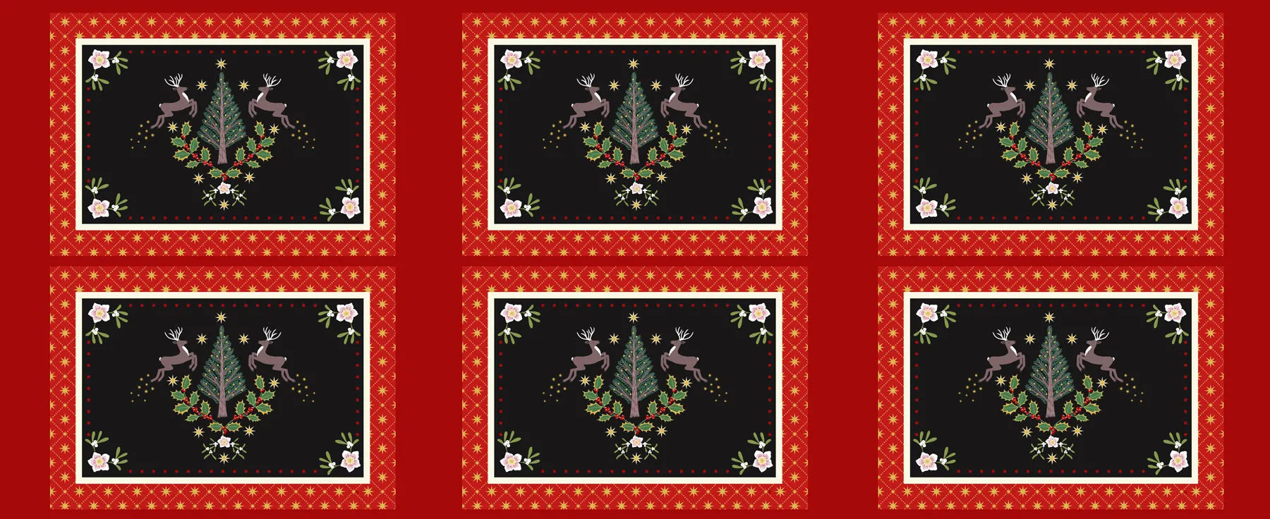 Yuletide | Placemat Panel with Gold Metallic by Lewis & Irene | C97