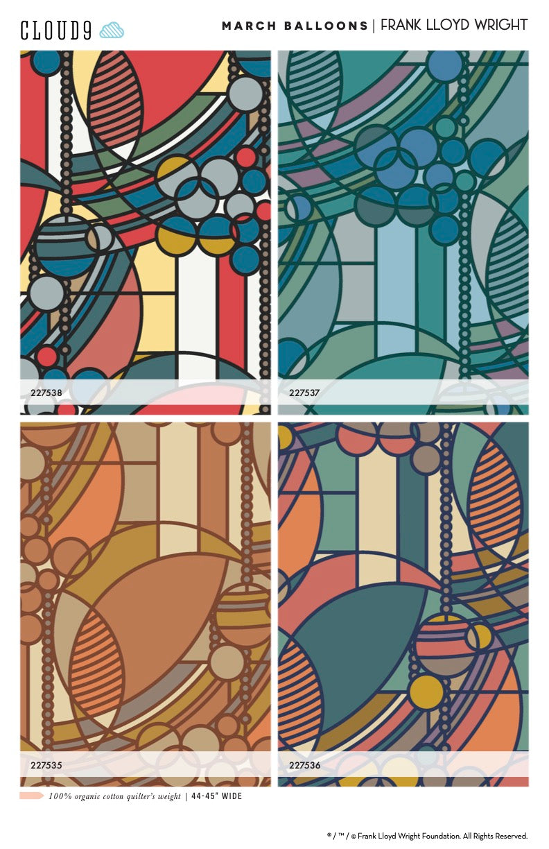 Frank Lloyd Wright Collection by Cloud9 | March Balloons - Desert (227536) | 100% Organic Cotton
